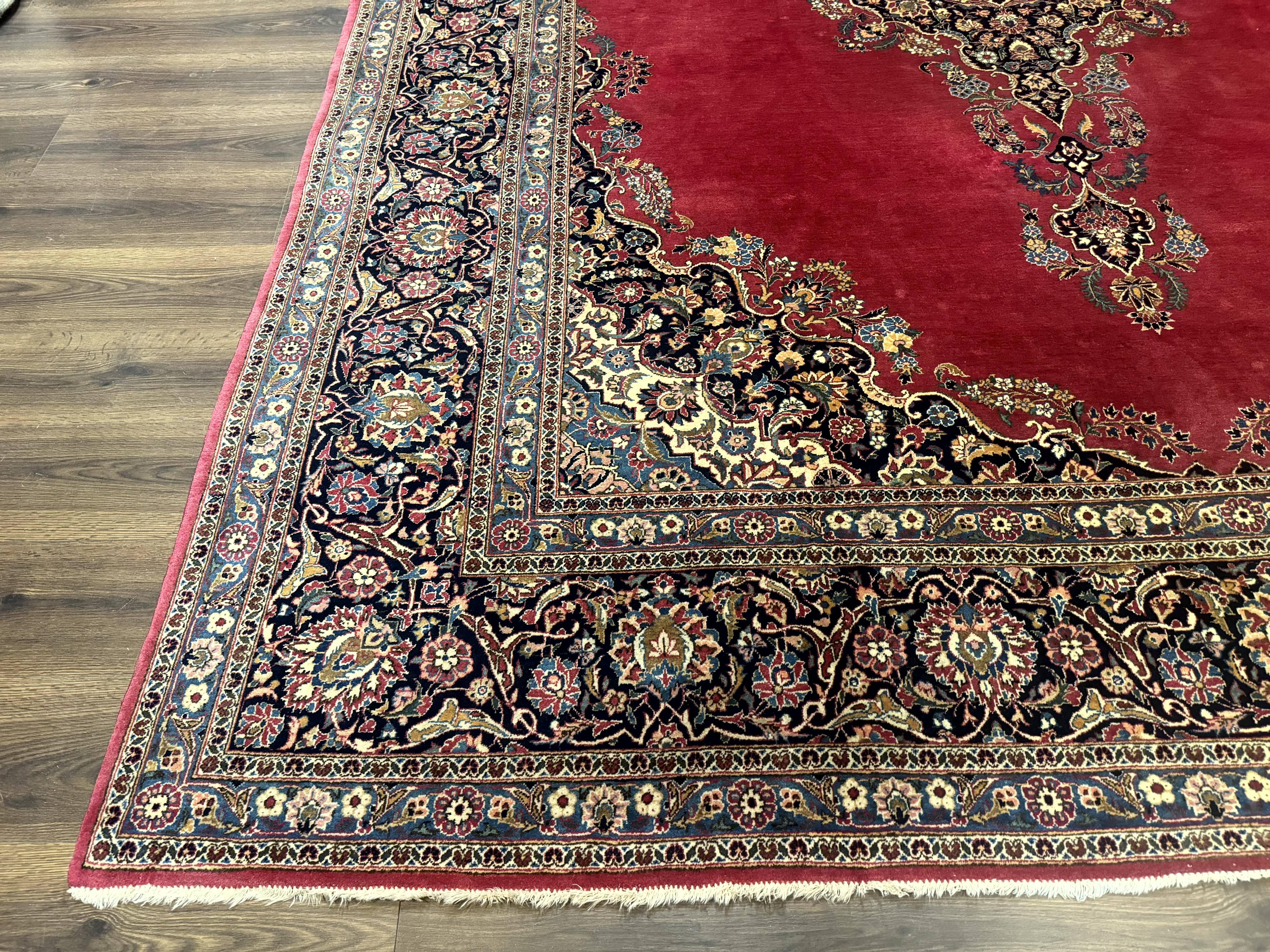 Persian Kashan Rug 9x12, Traditional, Semi Open Field, Red, Signed By Master Weaver, Antique Rug - Jewel Rugs