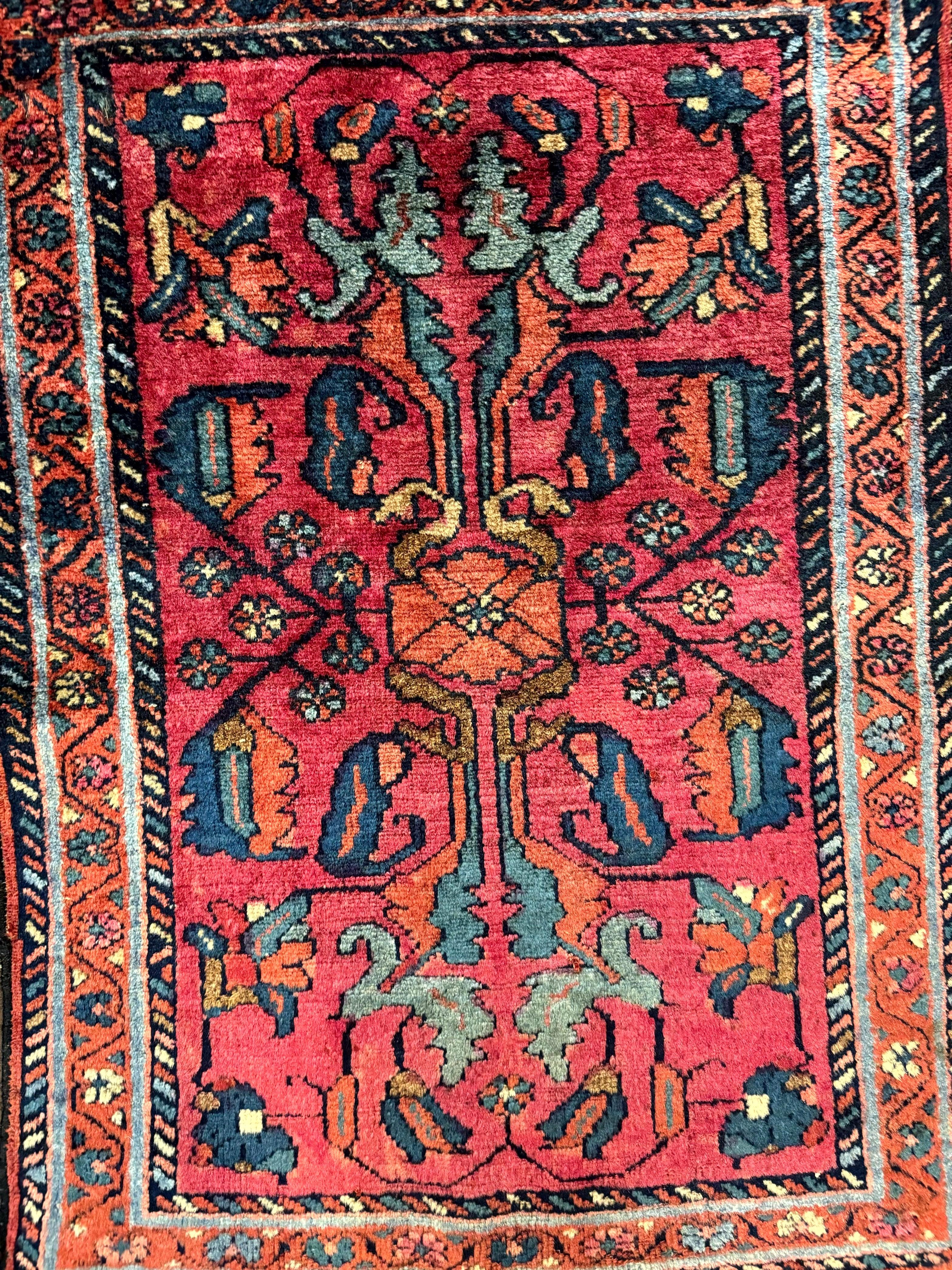 Antique Persian Small Rug 2x3, Persian Lilian Rug, Red - Jewel Rugs