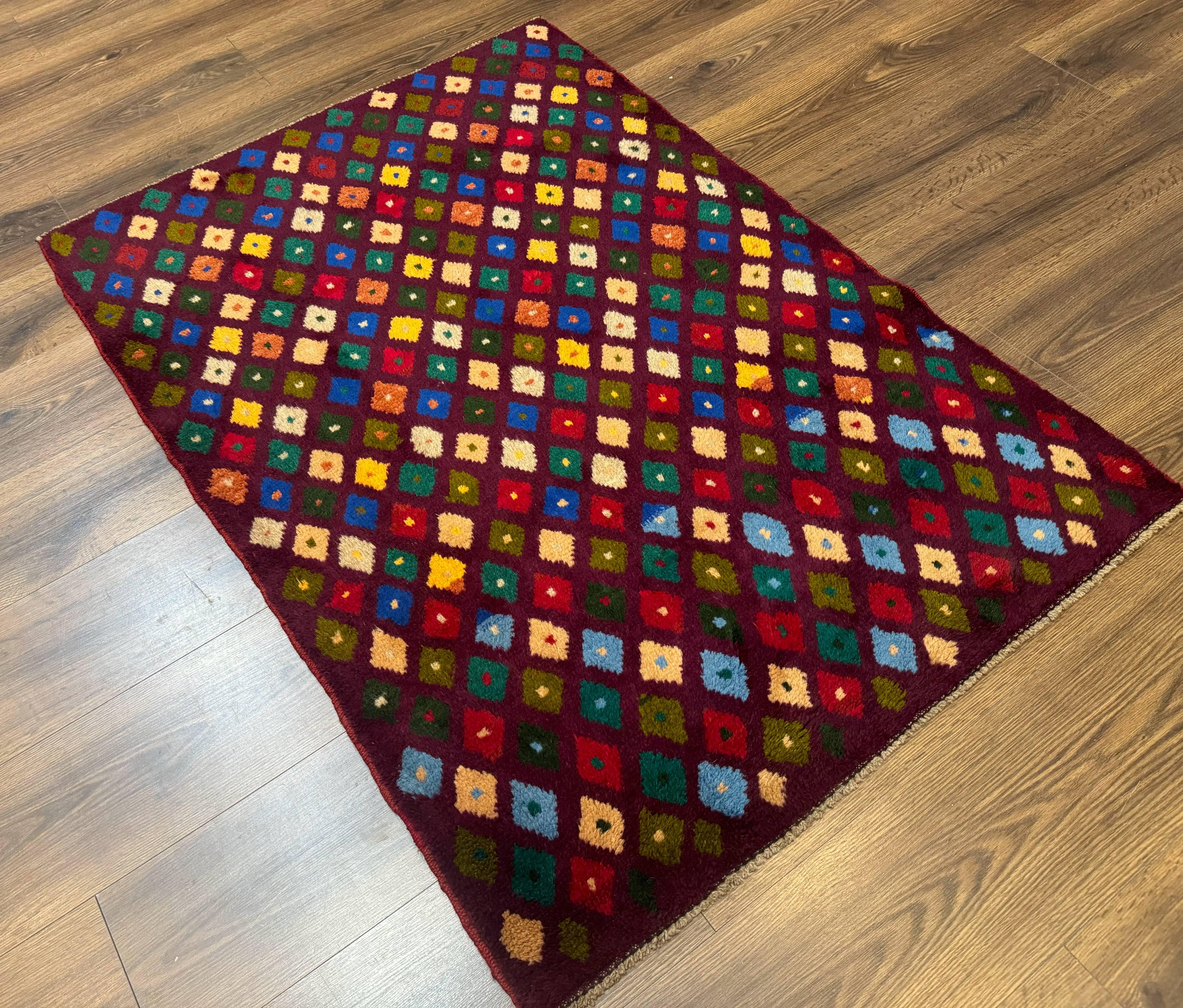 Balouch Rug 3x5, Afghan Rug, Purple-Maroon, Multicolor, Tribal Rug - Jewel Rugs