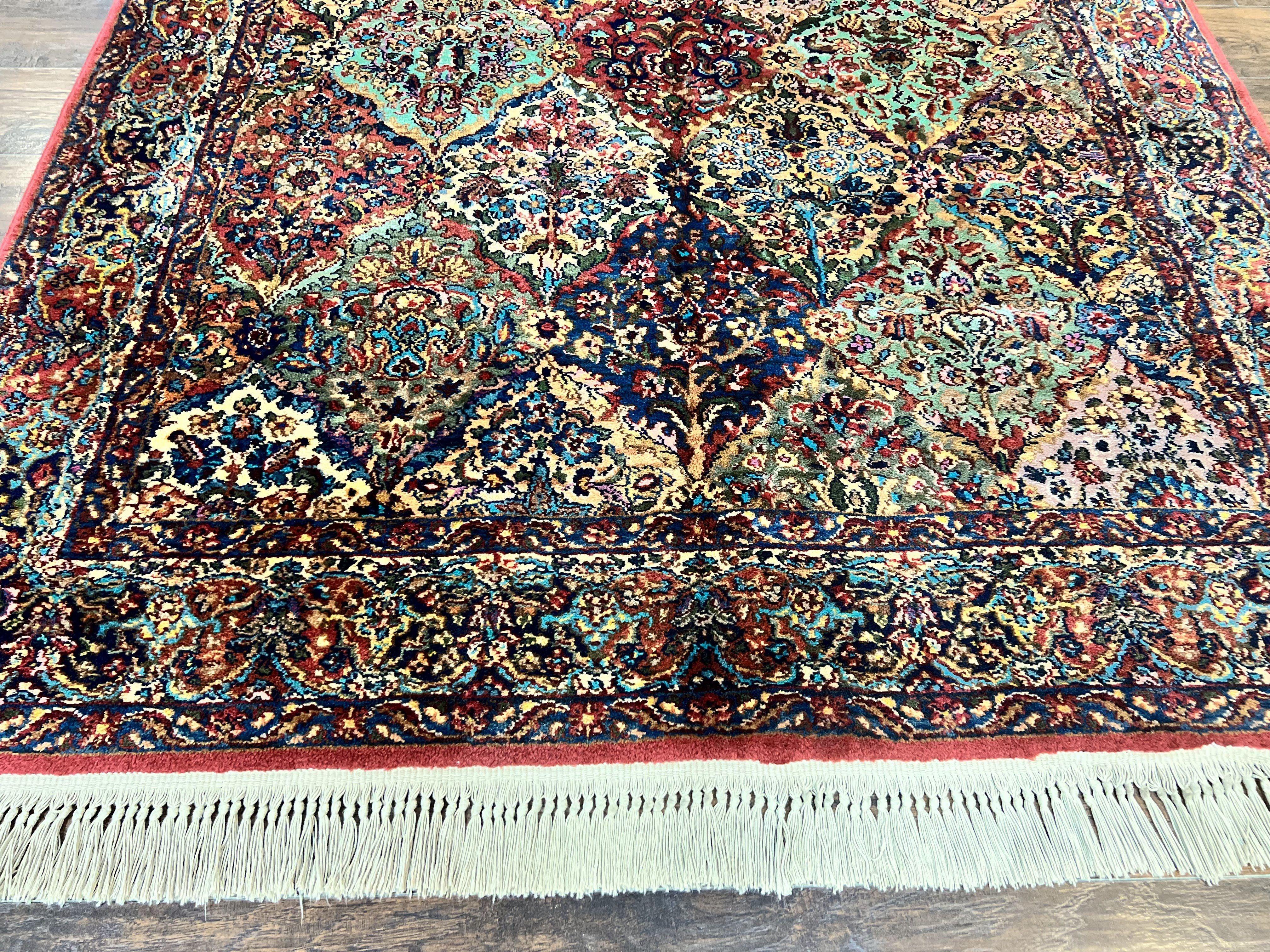 Karastan Rug 5.9 x 9, Multicolor Panel Kirman Rug #717, Wool Original Karastan Collection 700 Series - Jewel Rugs