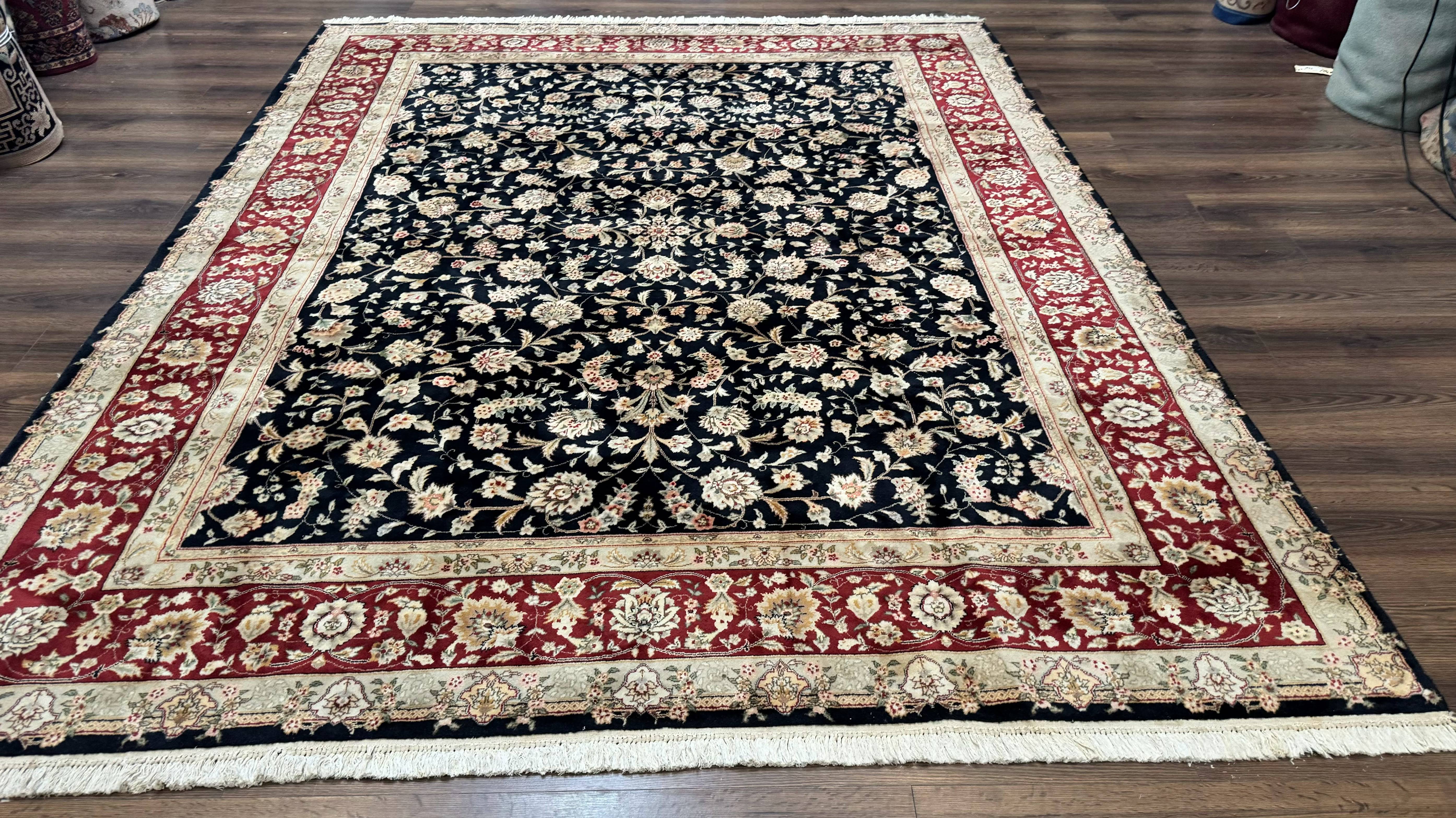 Sino Persian Rug 8x10, Black and Red, Floral Allover - Jewel Rugs