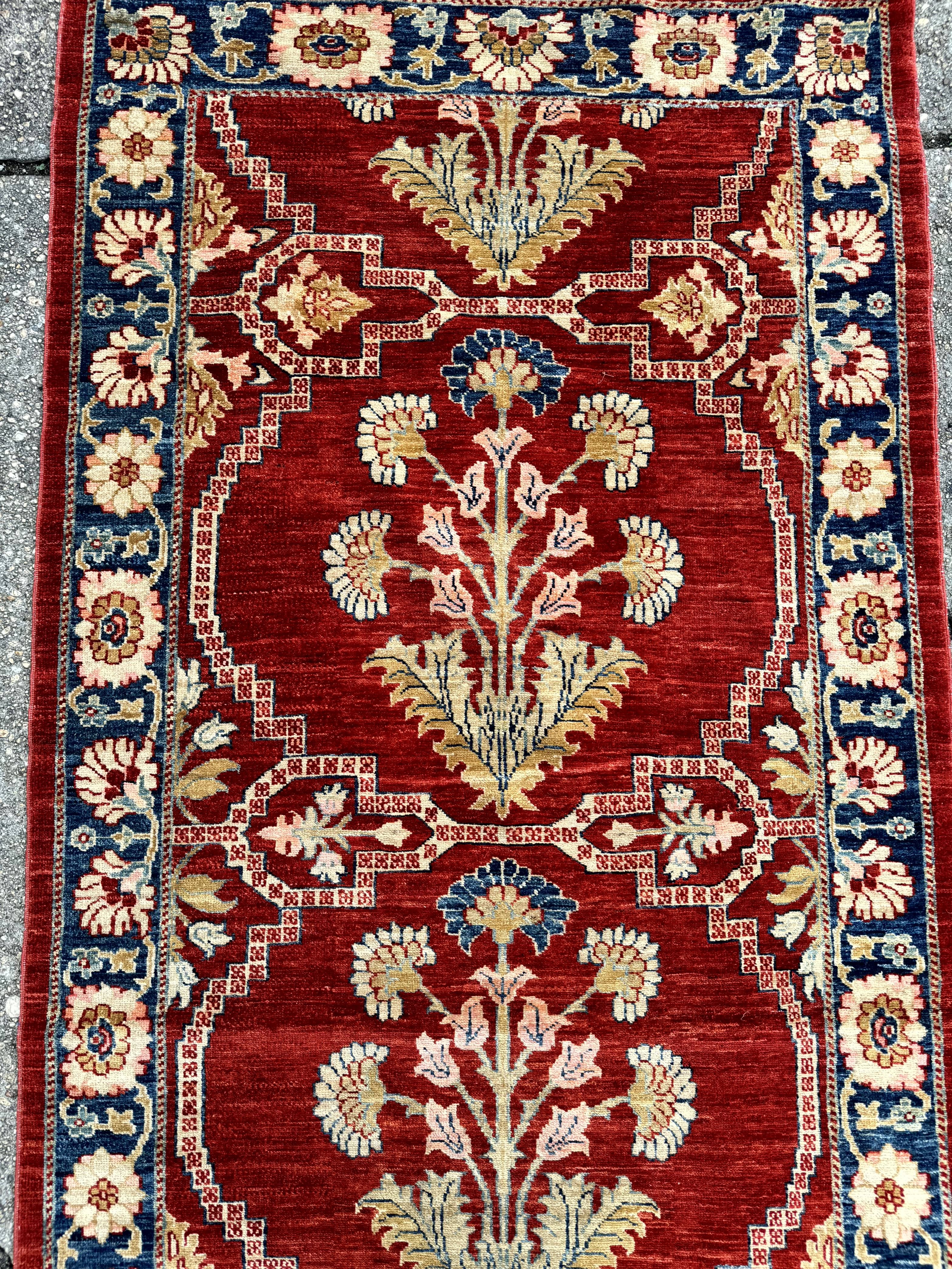 Rare Extra Long Runner Rug 3.7 x 39 ft, Handmade, Wool, Egyptian, Red, Floral, Custom Size - Jewel Rugs