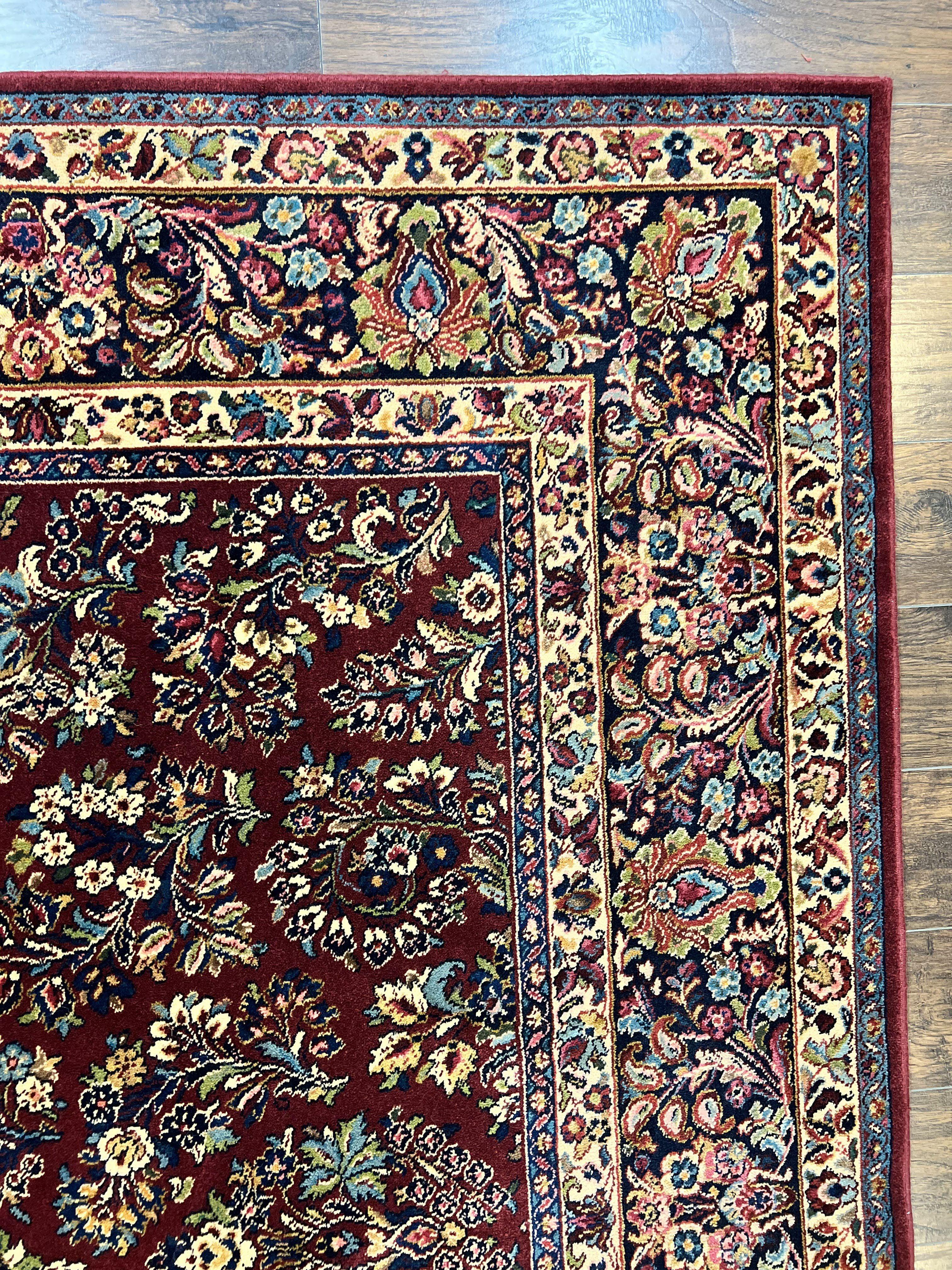 Square Karastan Rug, Red Sarouk Rug #785, Karastan Wool Rug 9x9 ft, Wool Karastan Carpet, Original 700 Series, Rare Size 9 x 9 - Jewel Rugs