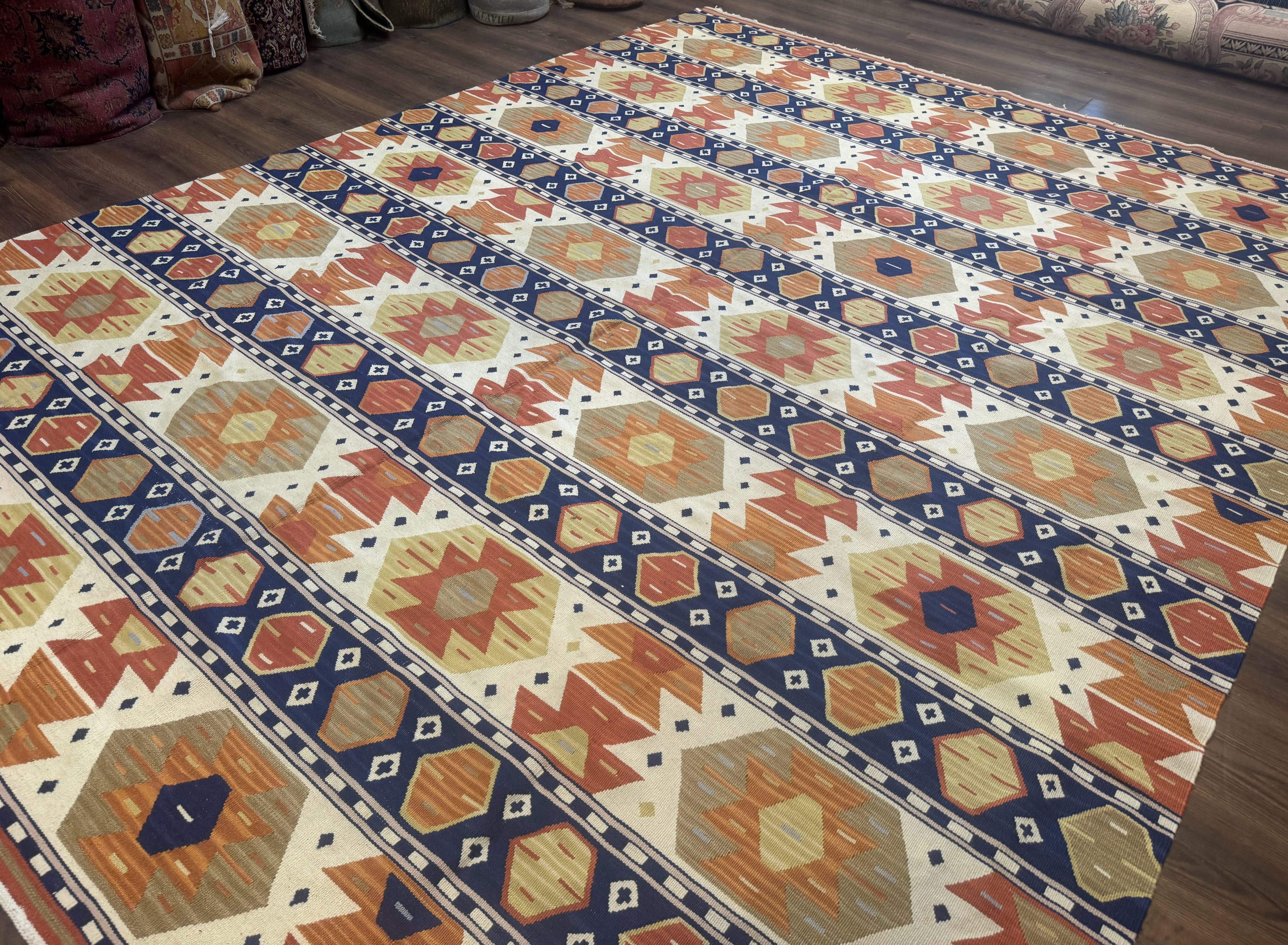 Turkish Kilim Rug 8x11, Handmade, Wool, Nourison Rug - Jewel Rugs