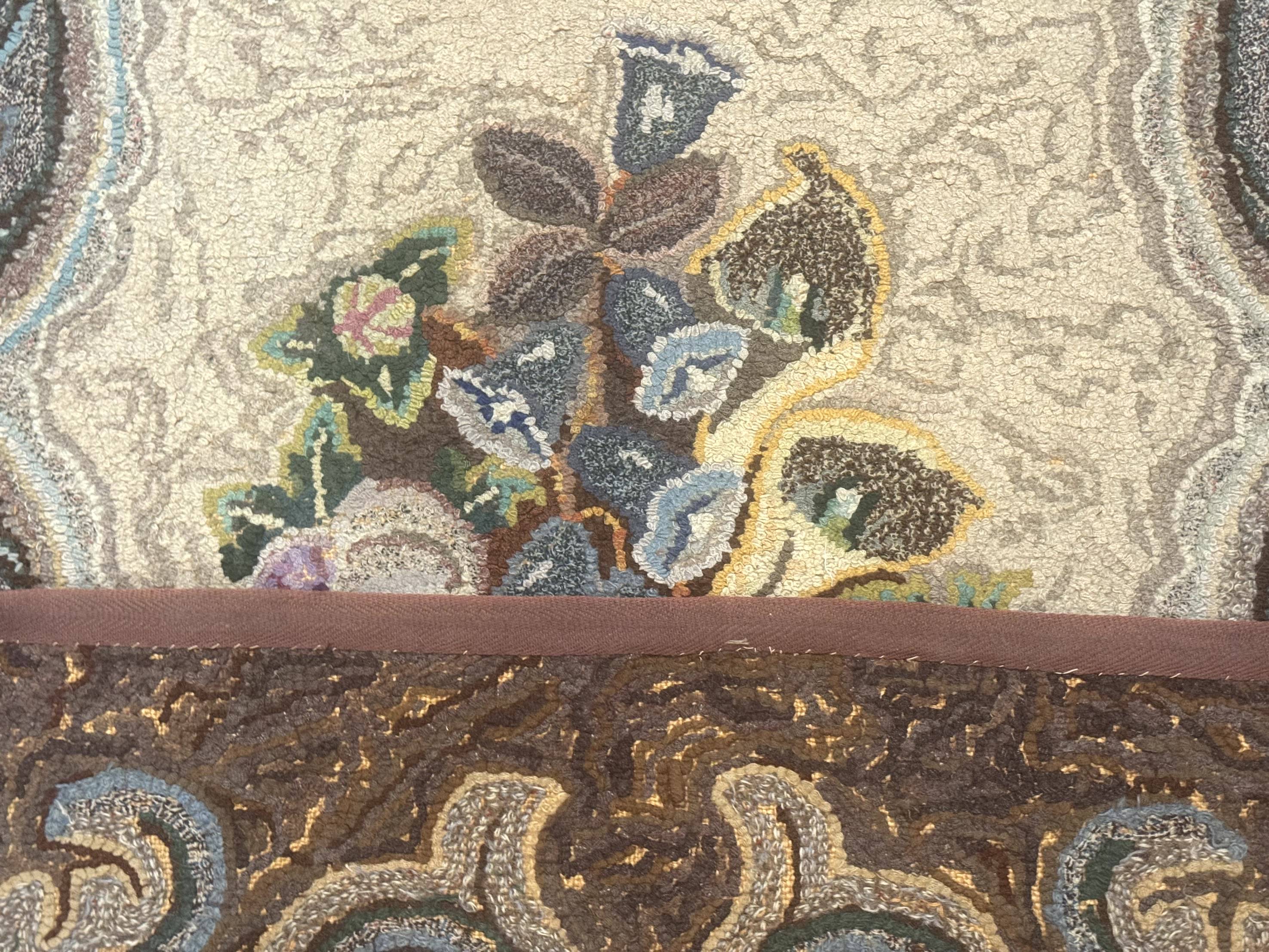 Antique American Hooked Rug 3 x 4.6, Vintage, Floral - Jewel Rugs