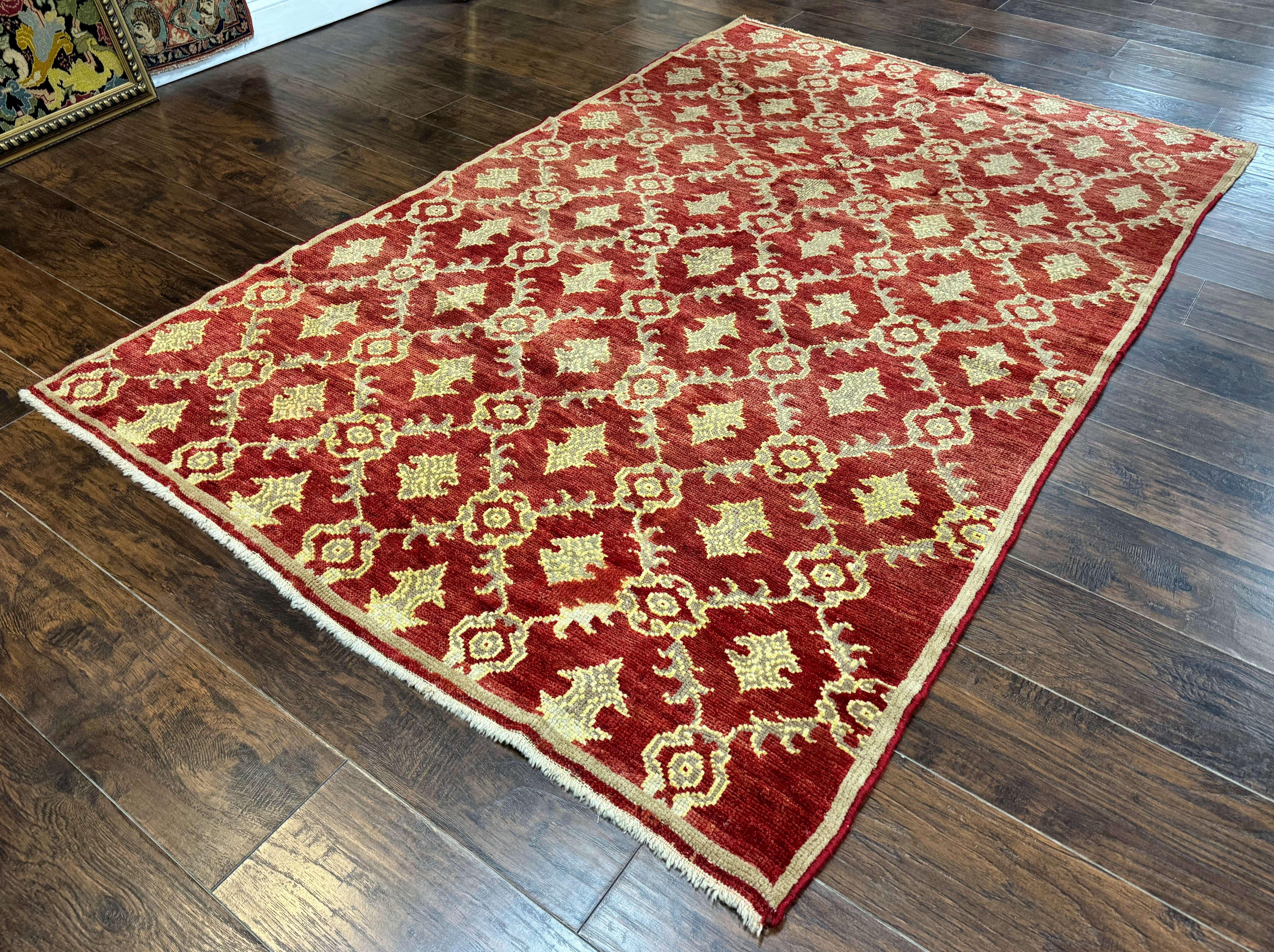 Modern Turkish Oushak Rug 5x8, Brick Red - Jewel Rugs