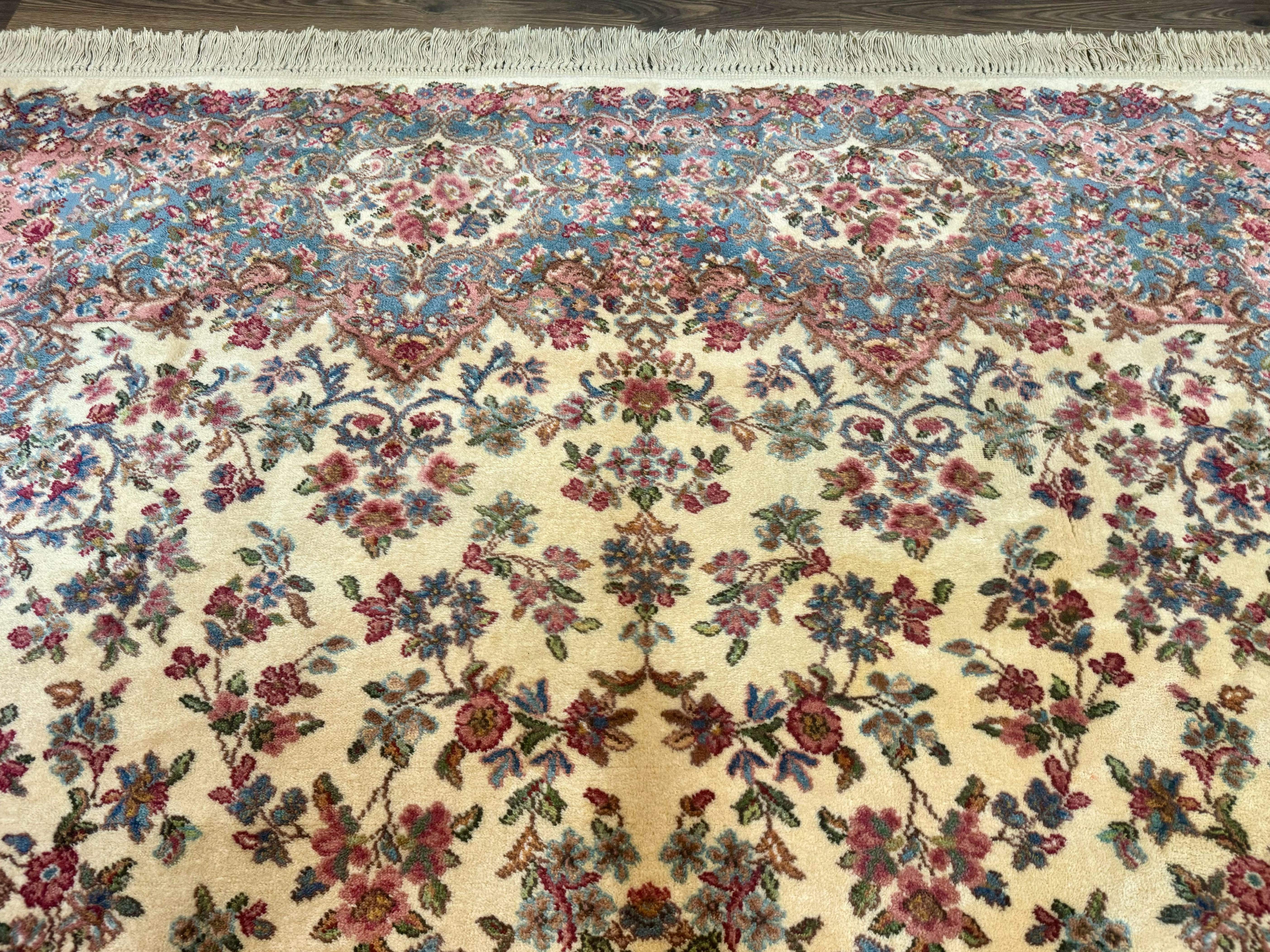8.8 x 10.6 Karastan Kirman Rug #788, Wool Vintage Discontinued Floral Carpet - Jewel Rugs