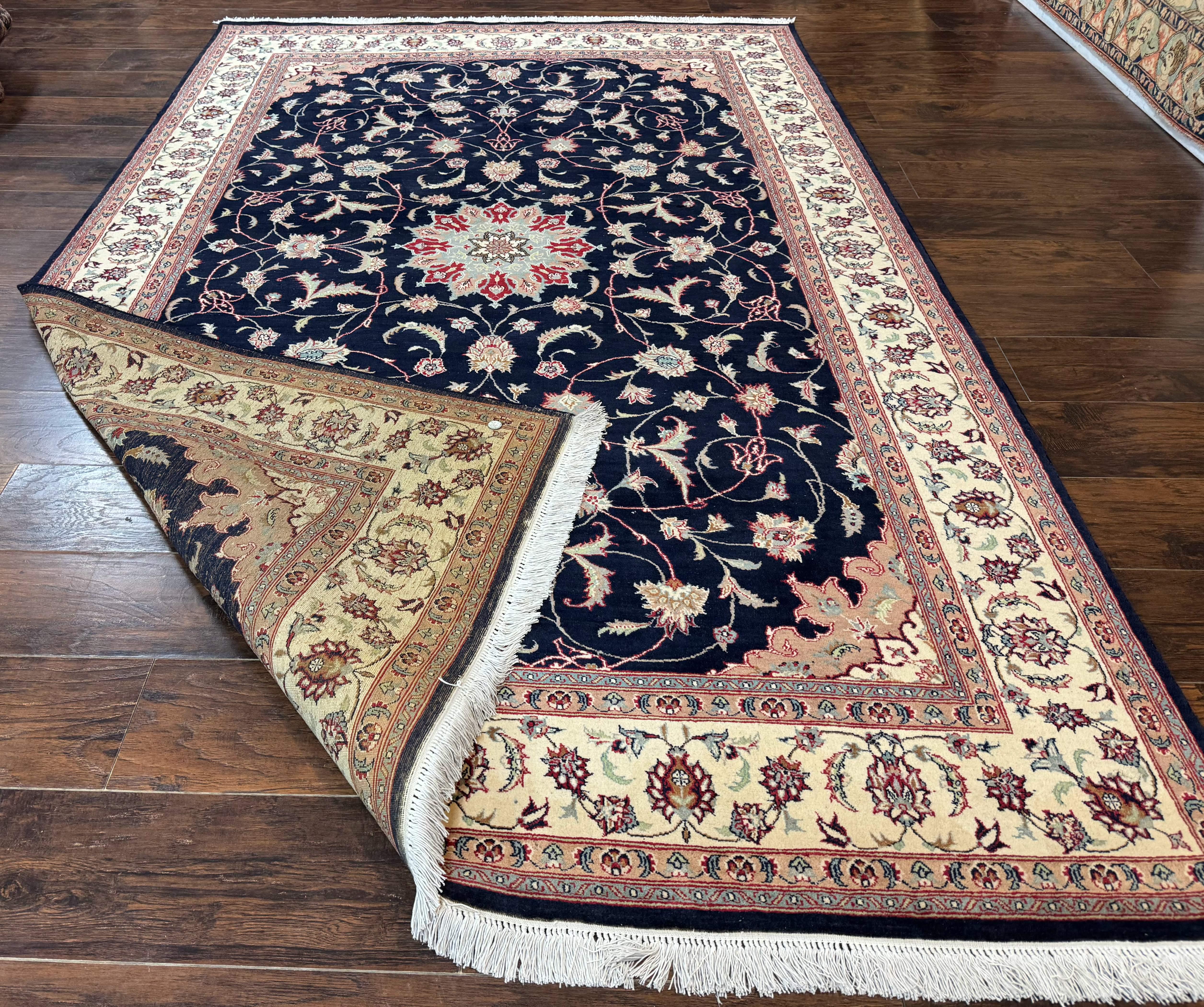 Navy Blue Pak Persian Rug 6x10, Floral Medallion, Traditional Persian Area Rug, Fine 240 KPSI - Jewel Rugs