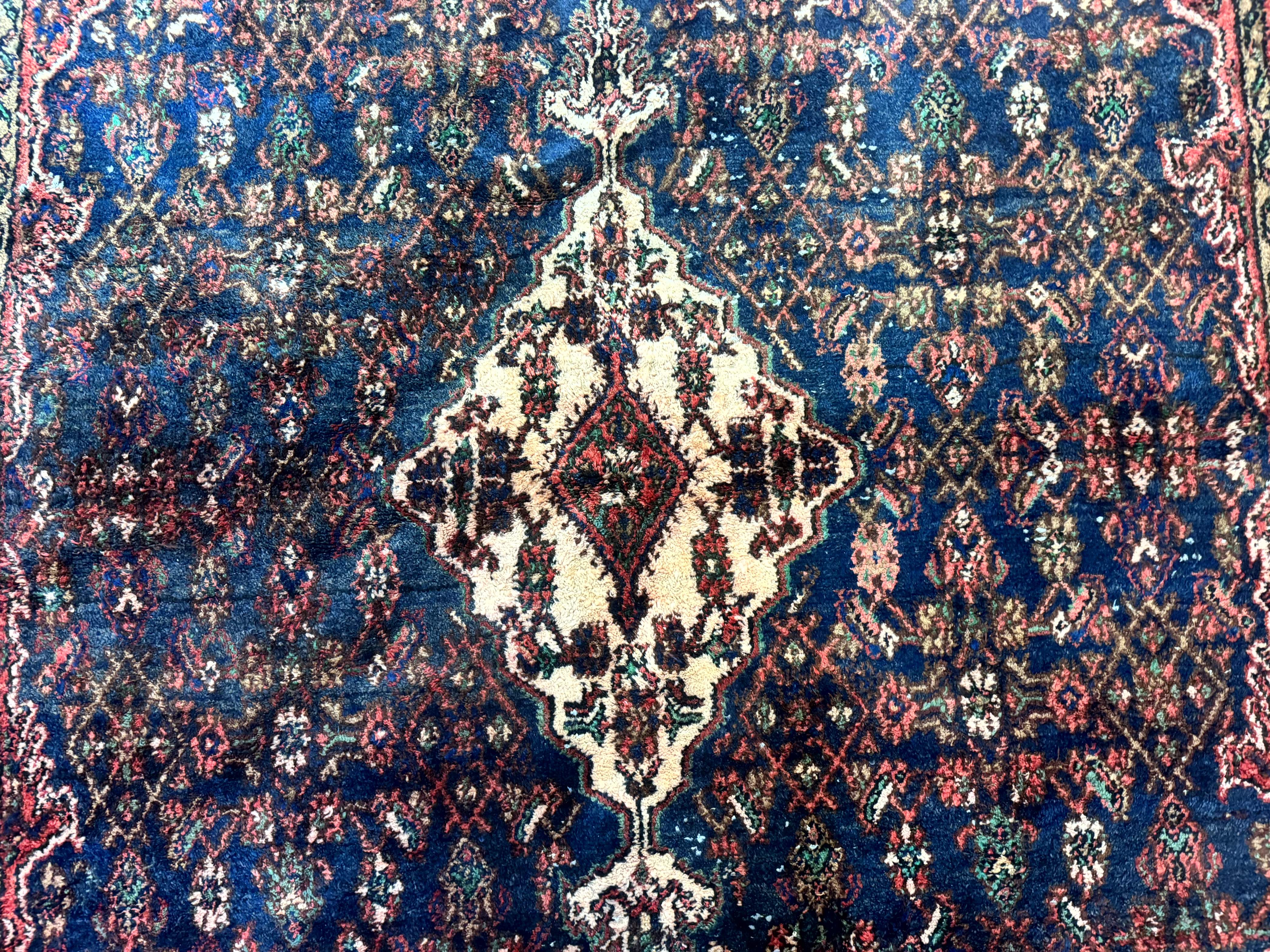 Antique Persian Hamadan Rug 6x9 – Blue and Red, Hand-Knotted Wool Carpet - Jewel Rugs