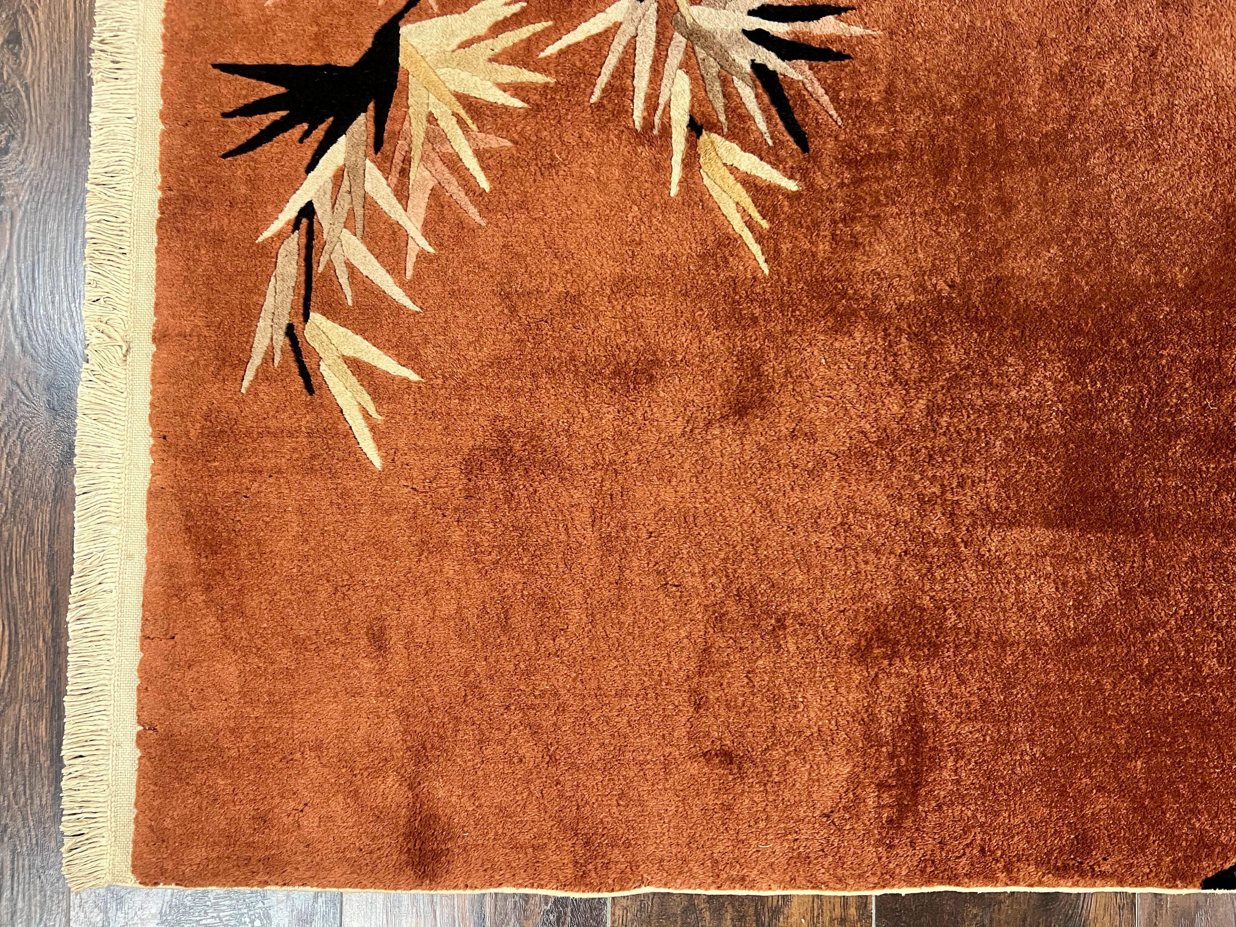 Chinese Art Deco Rug 3x5, Simple Design, Handmade, Vintage, Small Chinese Wool Rug, Red - Jewel Rugs