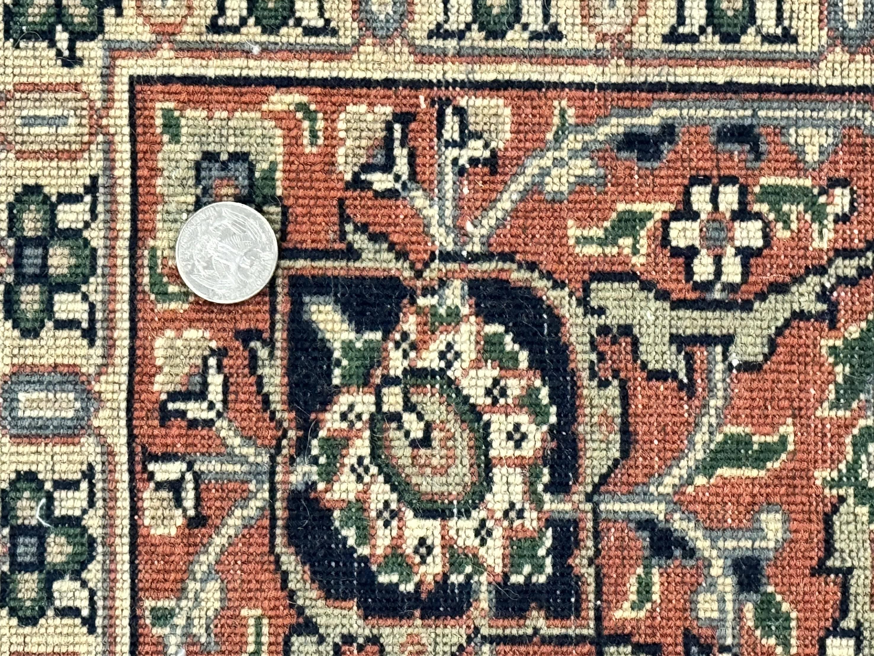 Indo Persian Rug 6x9, Navy Blue and Red, Vintage Handmade Wool Traditional Carpet - Jewel Rugs
