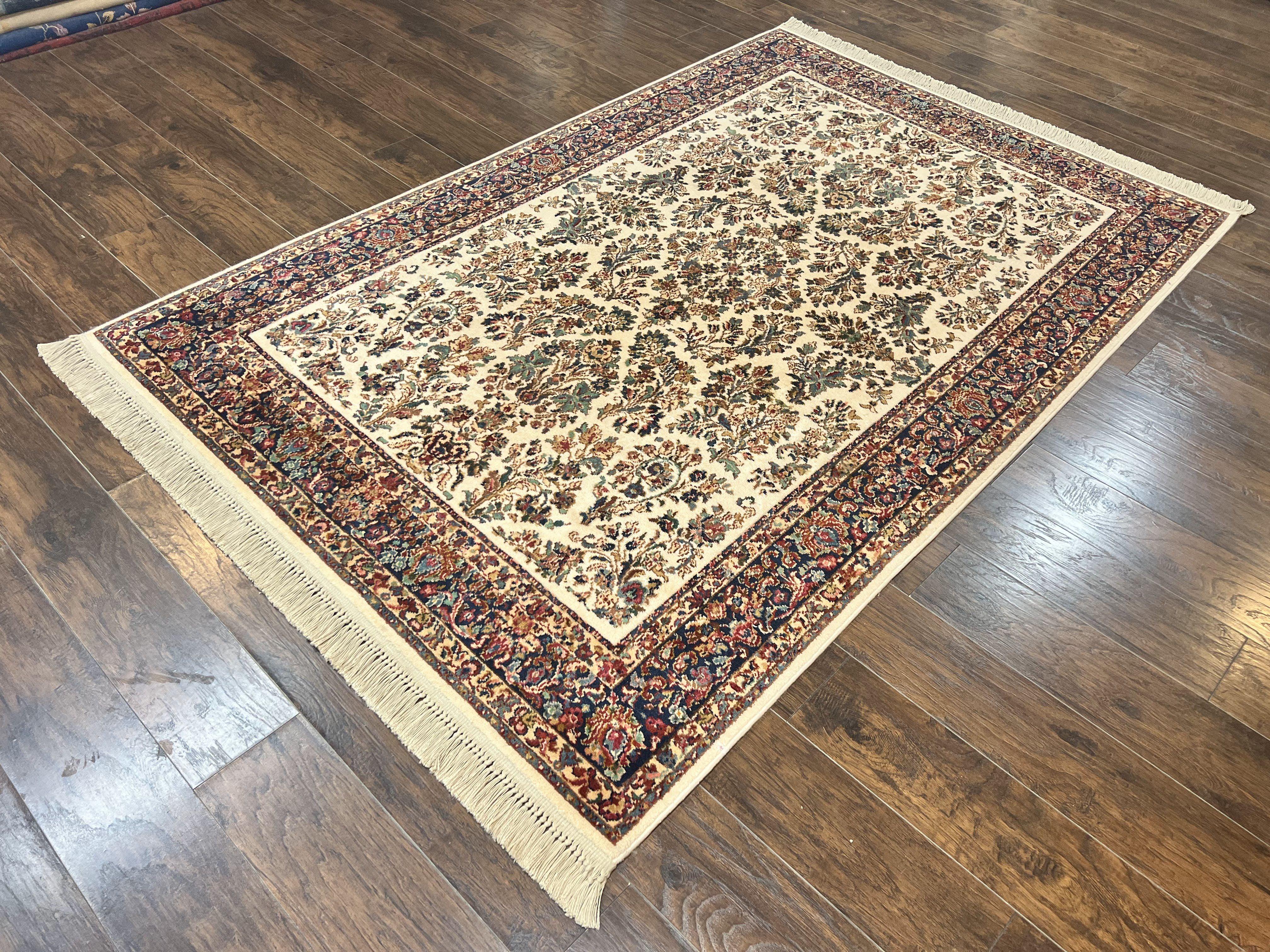 Karastan Rug 5.9 x 9, Ivory Sarouk #760, Wool Vintage Original Collection 700 Series - Jewel Rugs