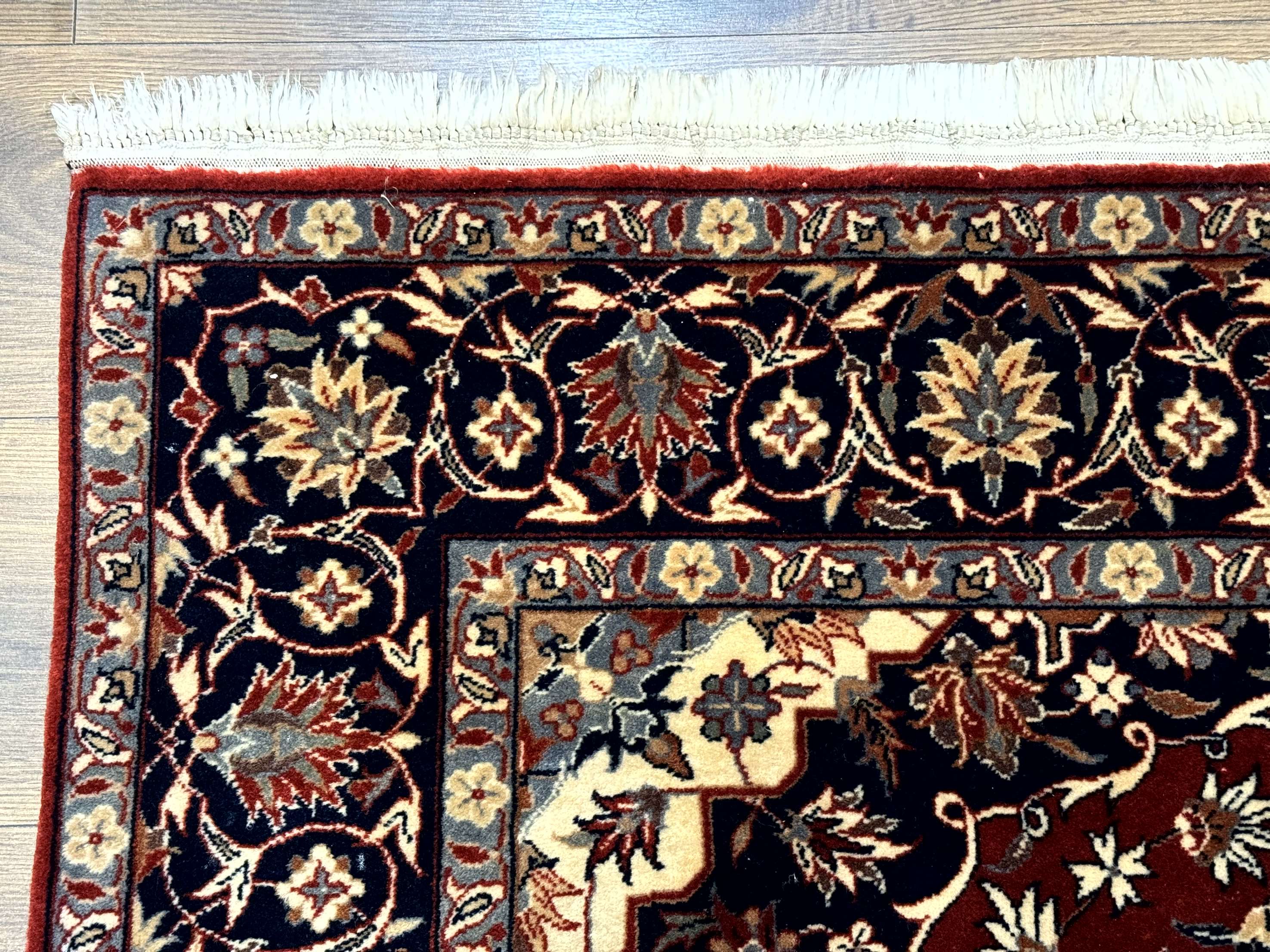 Sino Persian Rug 4x6, Traditional Wool Hand Knotted Carpet, Red Navy Blue, 225 KPSI - Jewel Rugs