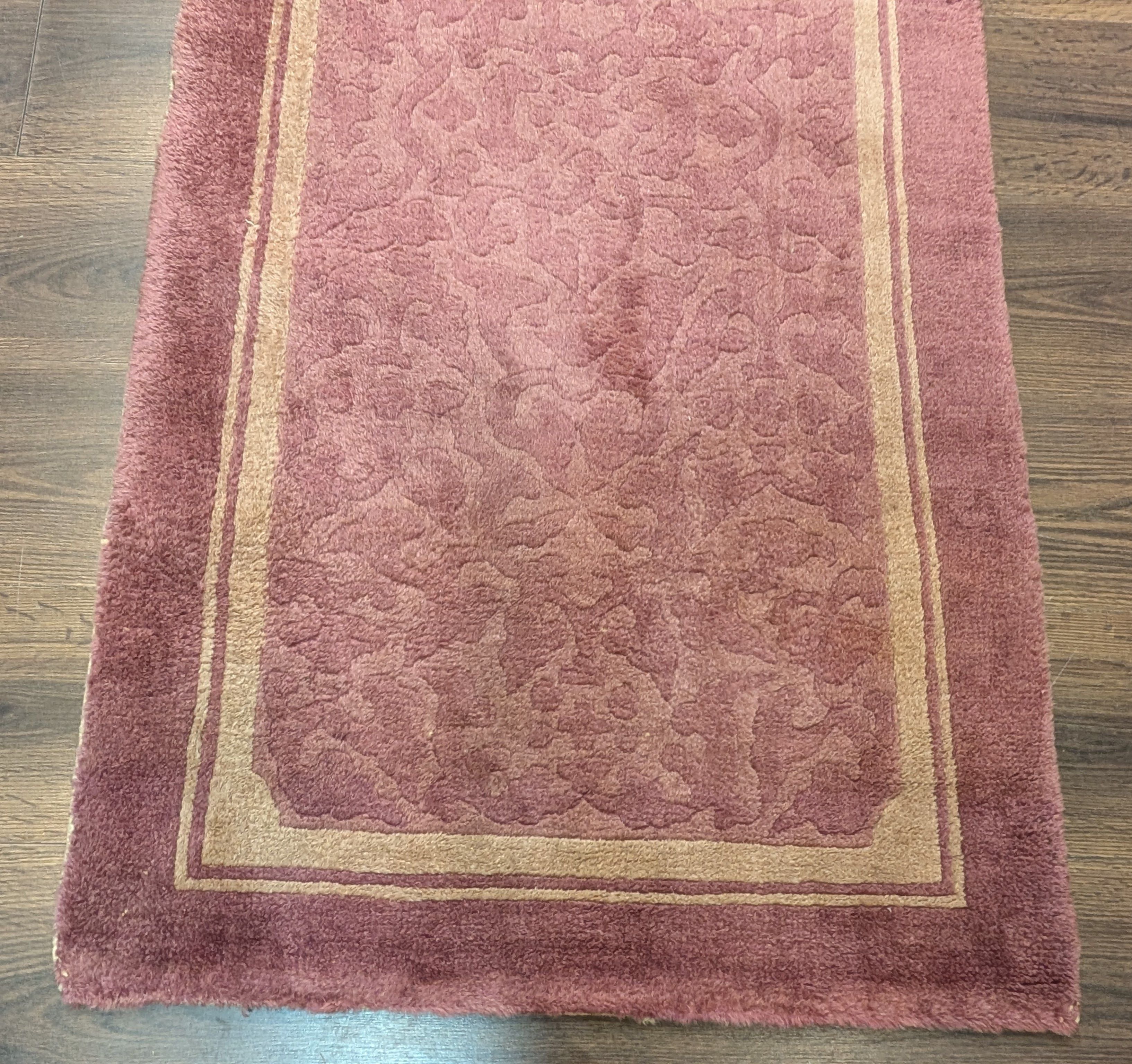 Chinese Wool Rug 2.6 x 5, Pink, Asian Oriental Rug, Fette Rug, Vintage - Jewel Rugs