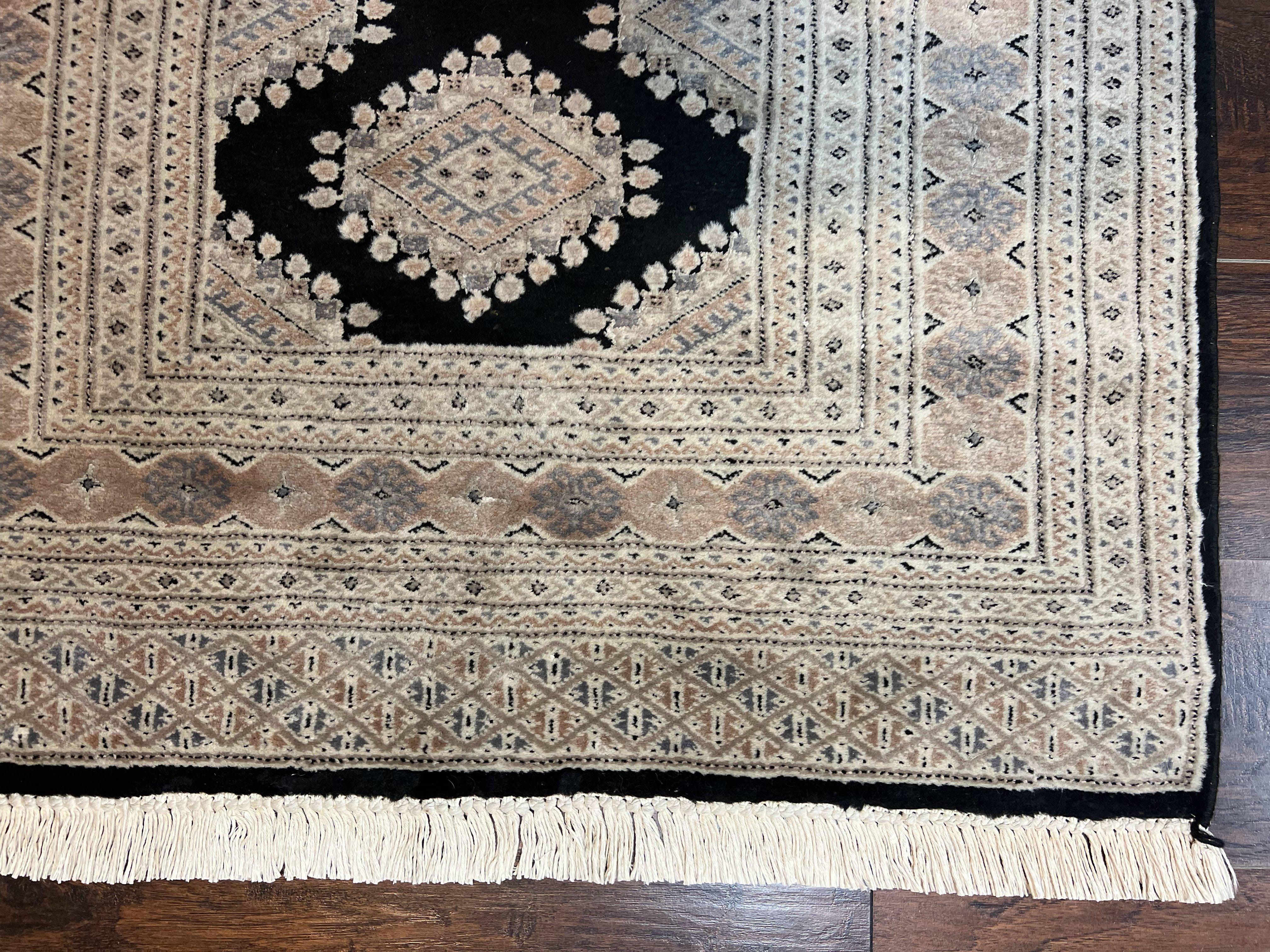 Pakistani Bokhara Rug 3x5, Vintage Turkoman Carpet, Black Gray, Handmade Wool Rug, Tribal - Jewel Rugs