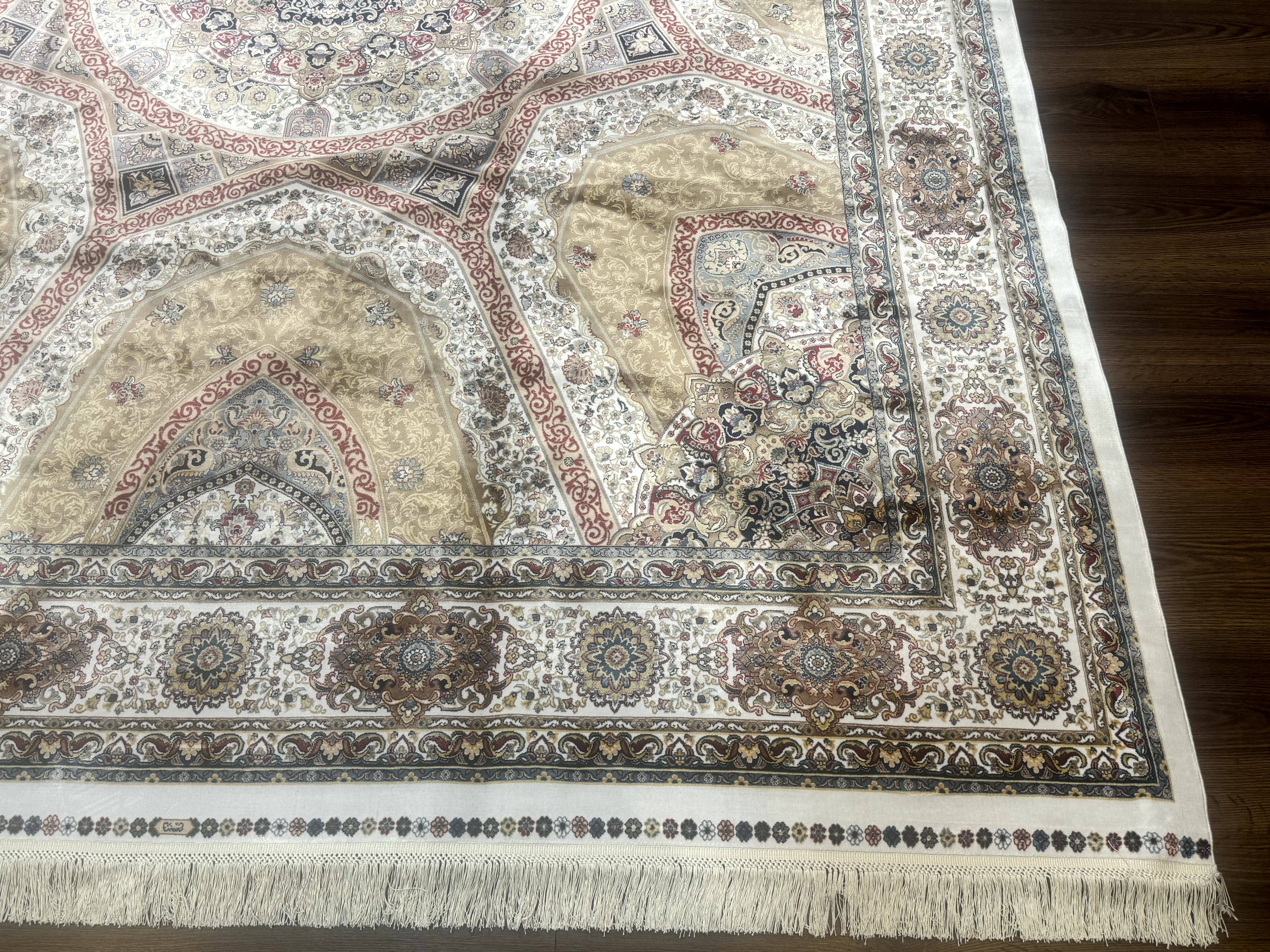 Turkish Silk Rug 8x10, Dome Design, Hereke Carpet, Bamboo Silk, New - Jewel Rugs