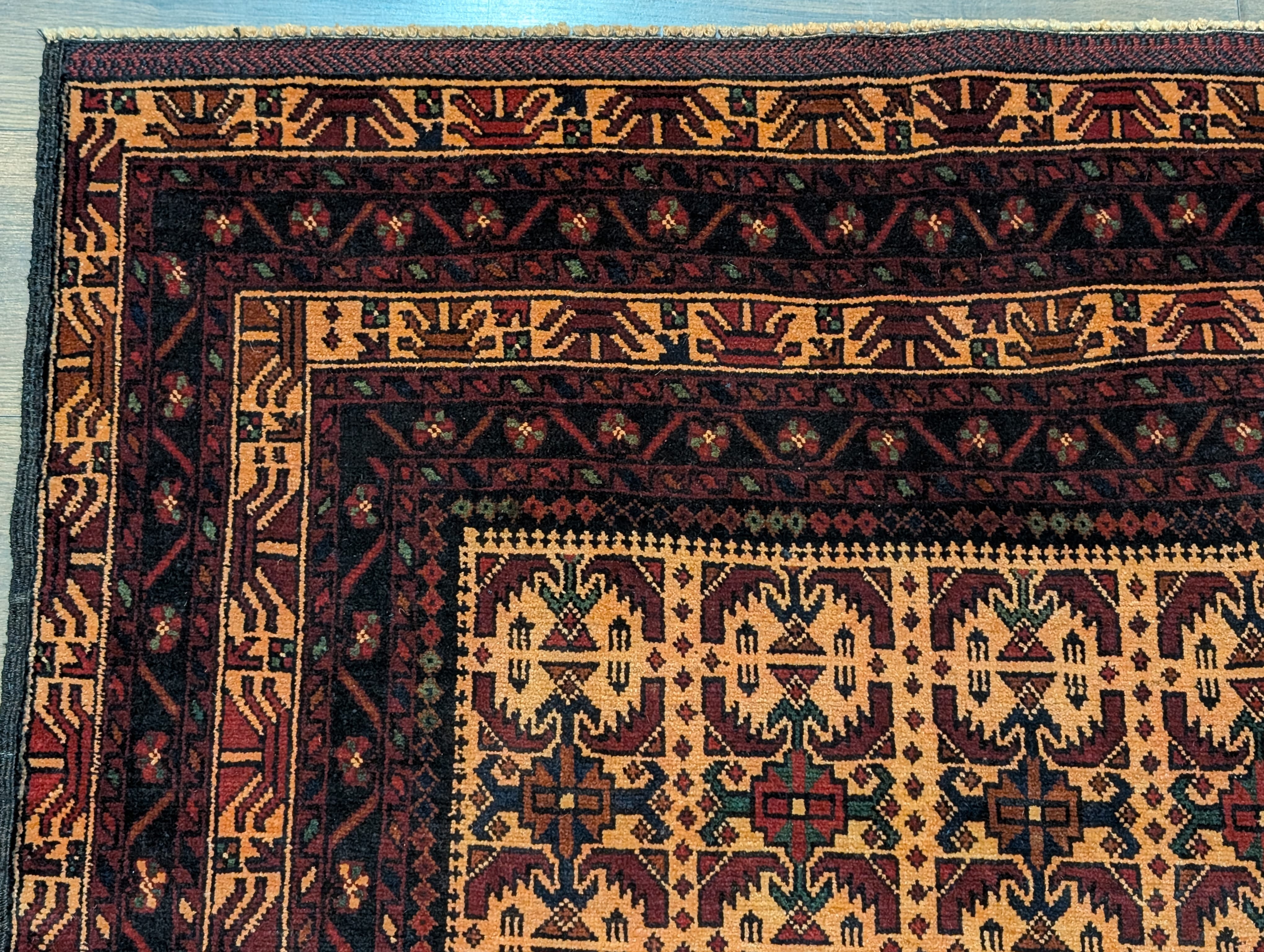 Afghan Baluch Rug 4x6, Tan, Tribal, Handmade, Wool, New - Jewel Rugs