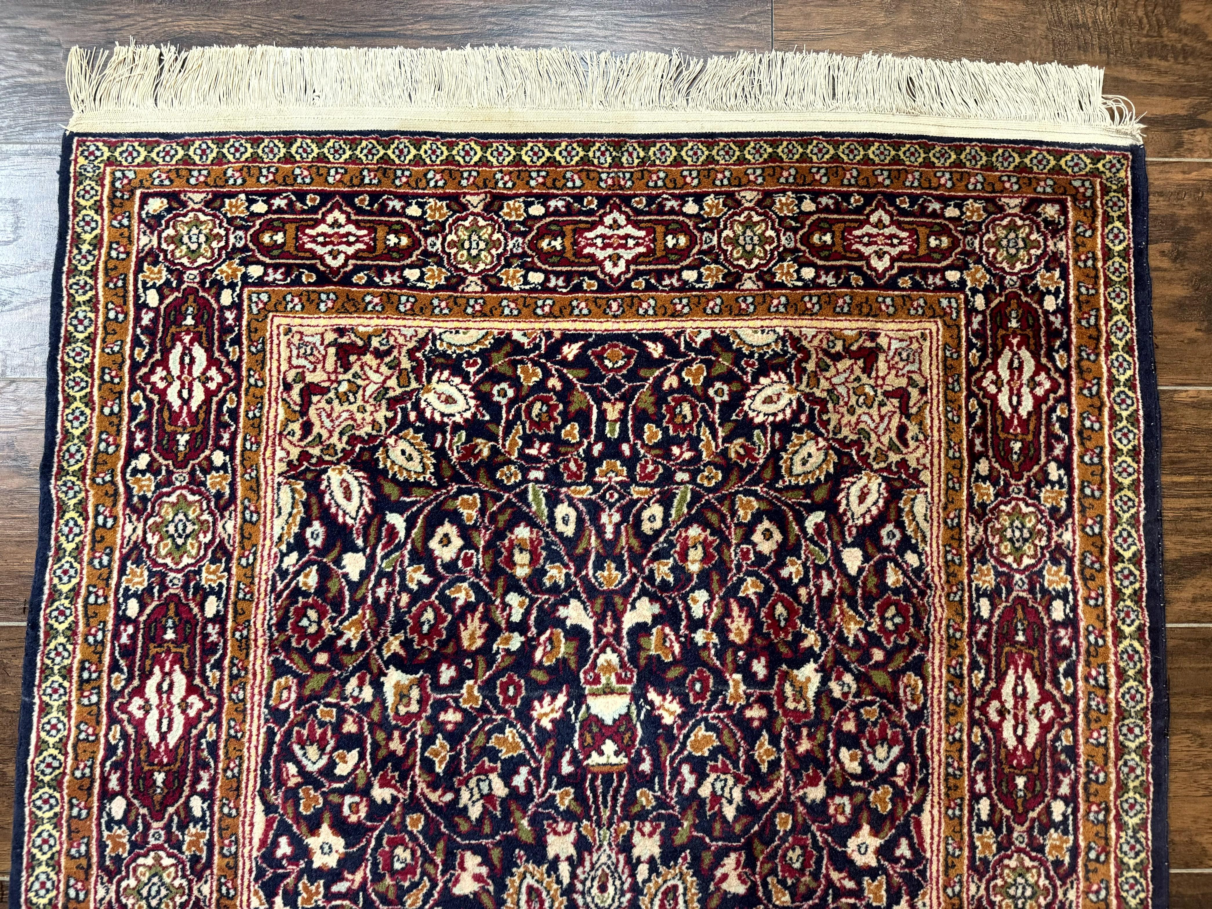 Indo Kashmiri Rug 3x5, Navy Blue, Very Fine 400 KPSI, Pair A - Jewel Rugs