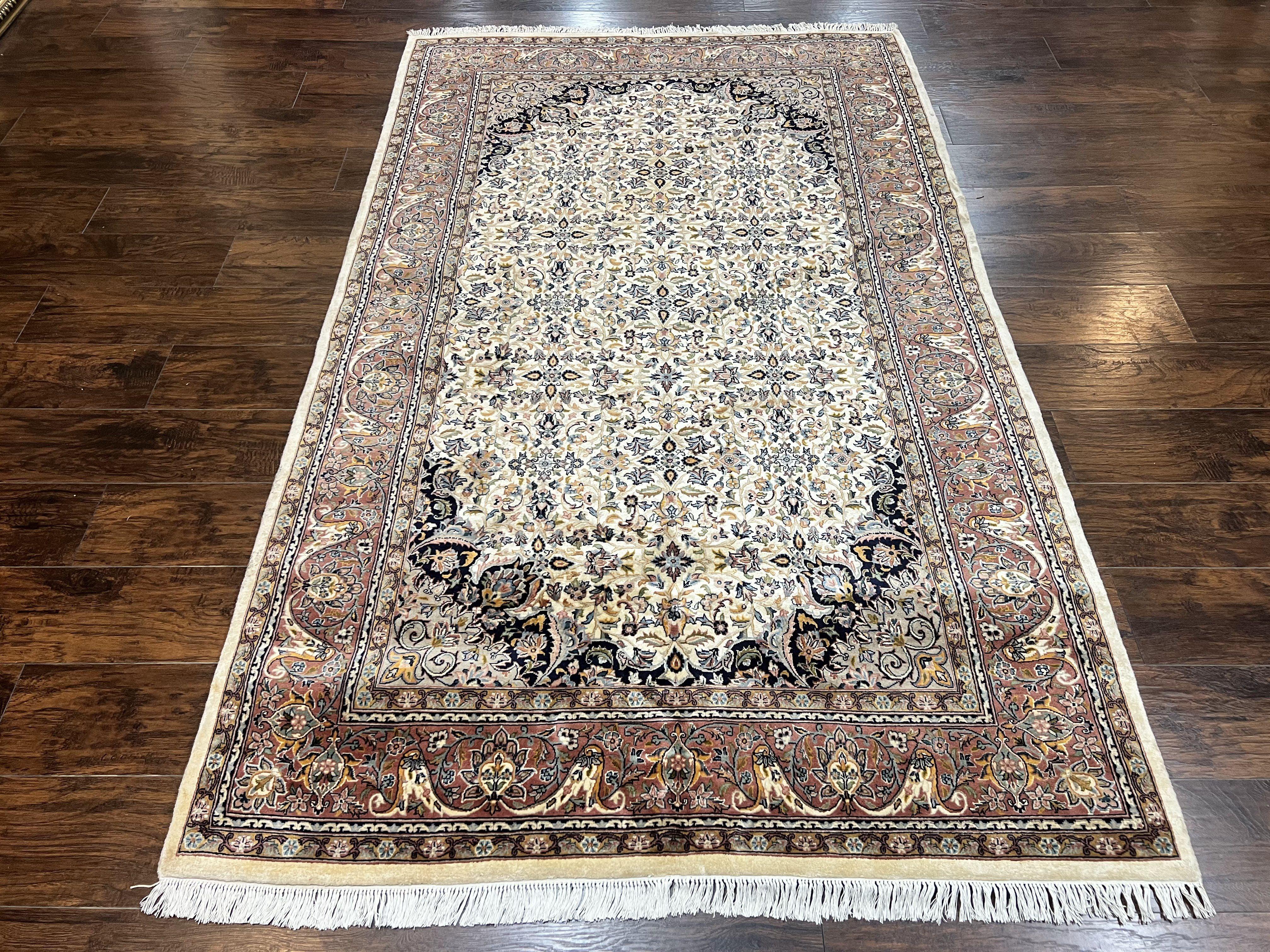 Pak Persian Rug 5x8, Handmade Wool Oriental Carpet, Vintage Rug, Floral Allover, Very Fine 320 KPSI - Jewel Rugs