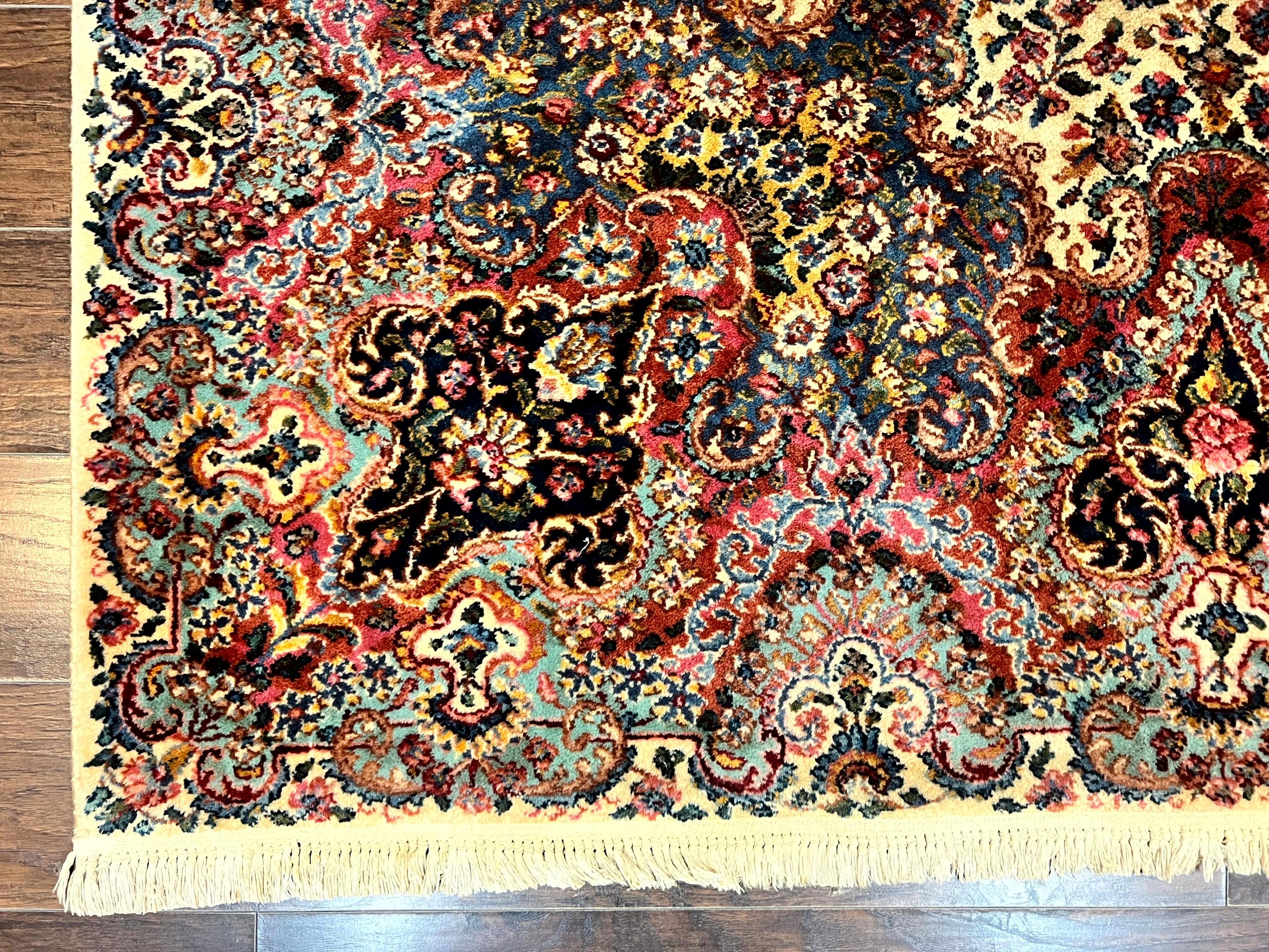 Karastan Ivory Kirman Rug 8.8 x 12, Karastan Floral Kirman #759, Wool Karastan Carpet, Vintage Karastan Rug, Original Karastan Rug Rare - Jewel Rugs