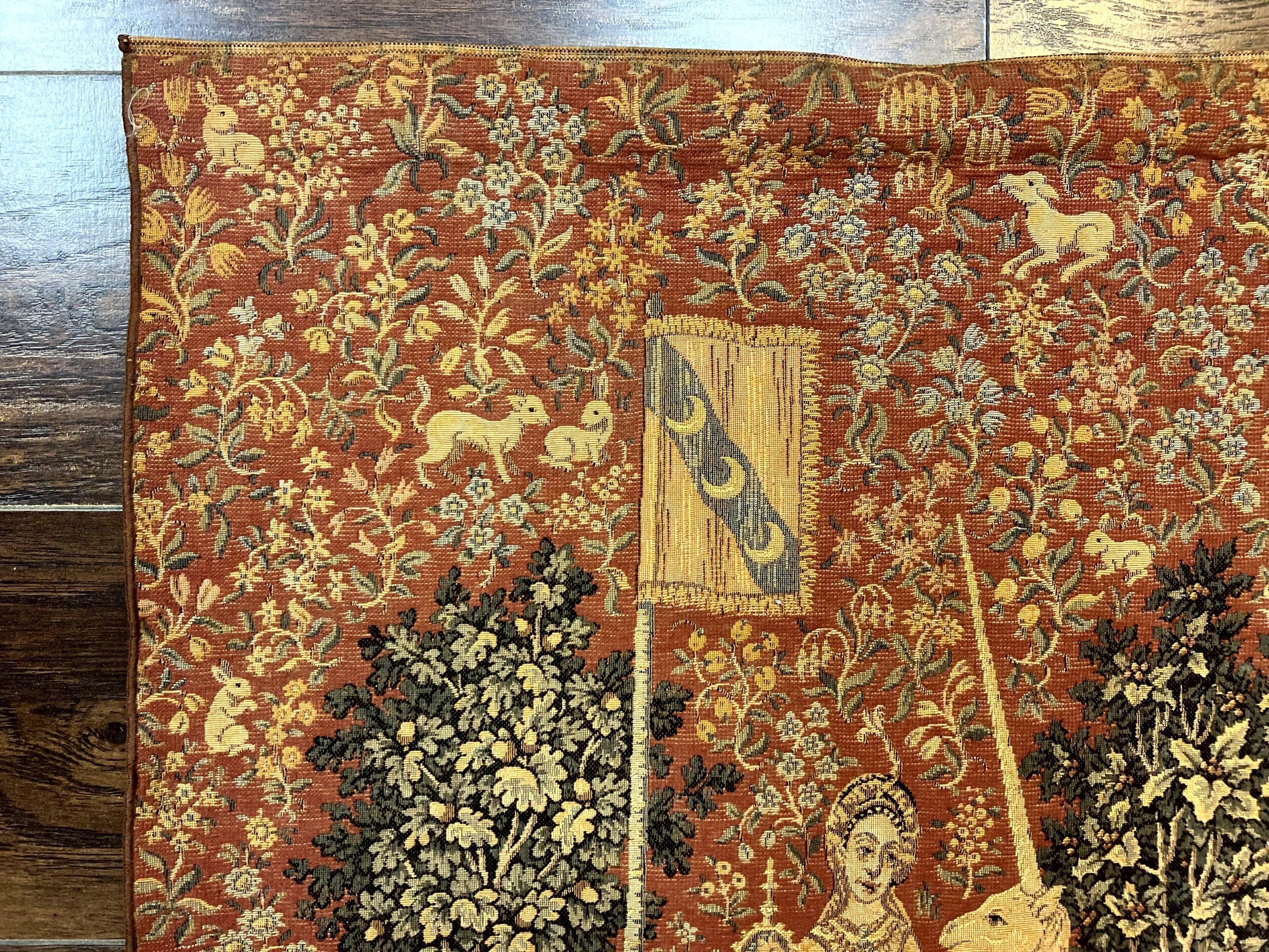 Vintage Tapestry 2x3, Unicorn Lion Animal Motifs, Medieval, Flag - Jewel Rugs