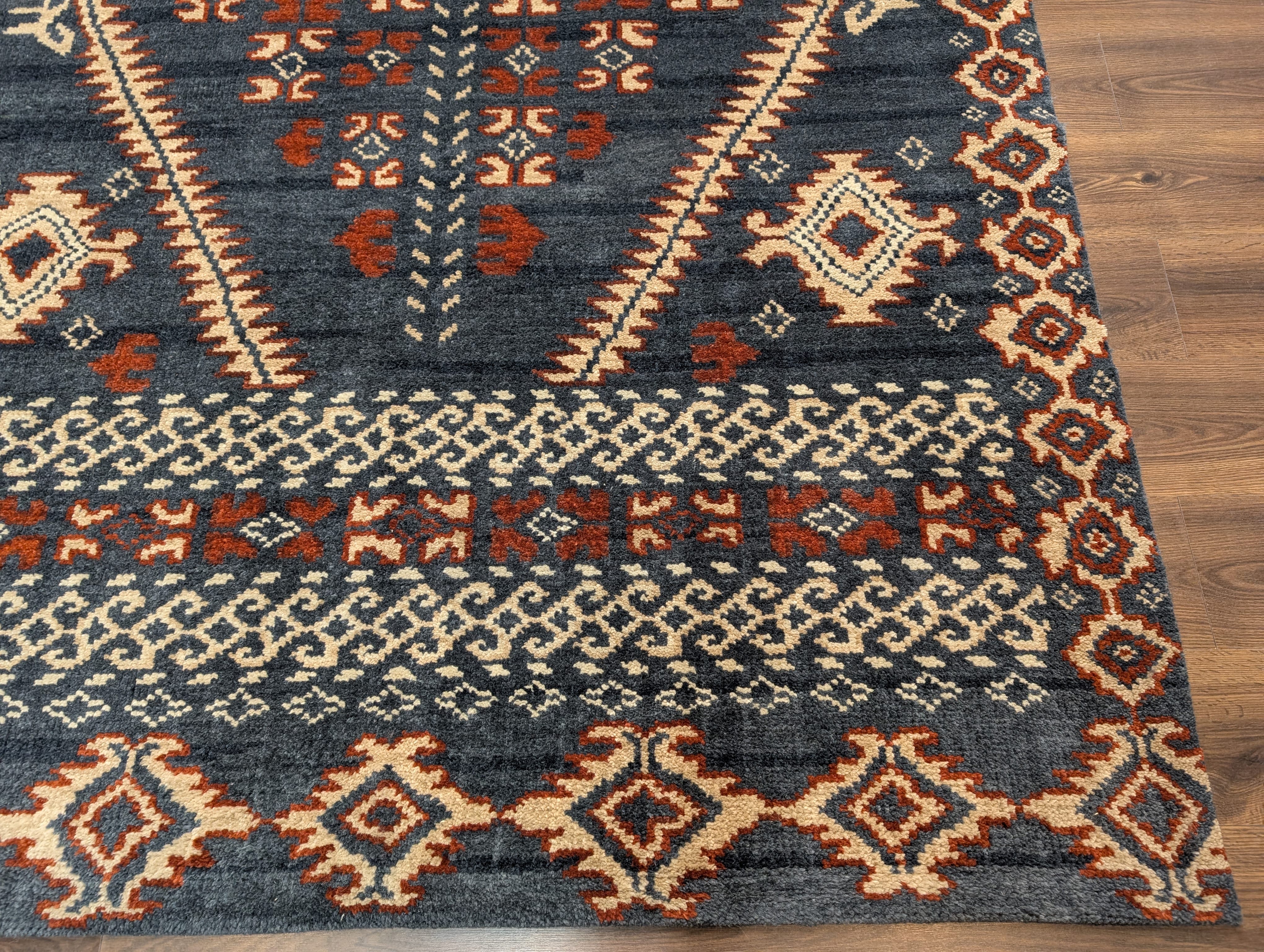 Indo Tibetan Rug 6x9, Hand-Knotted Wool Navajo Design Carpet - Jewel Rugs