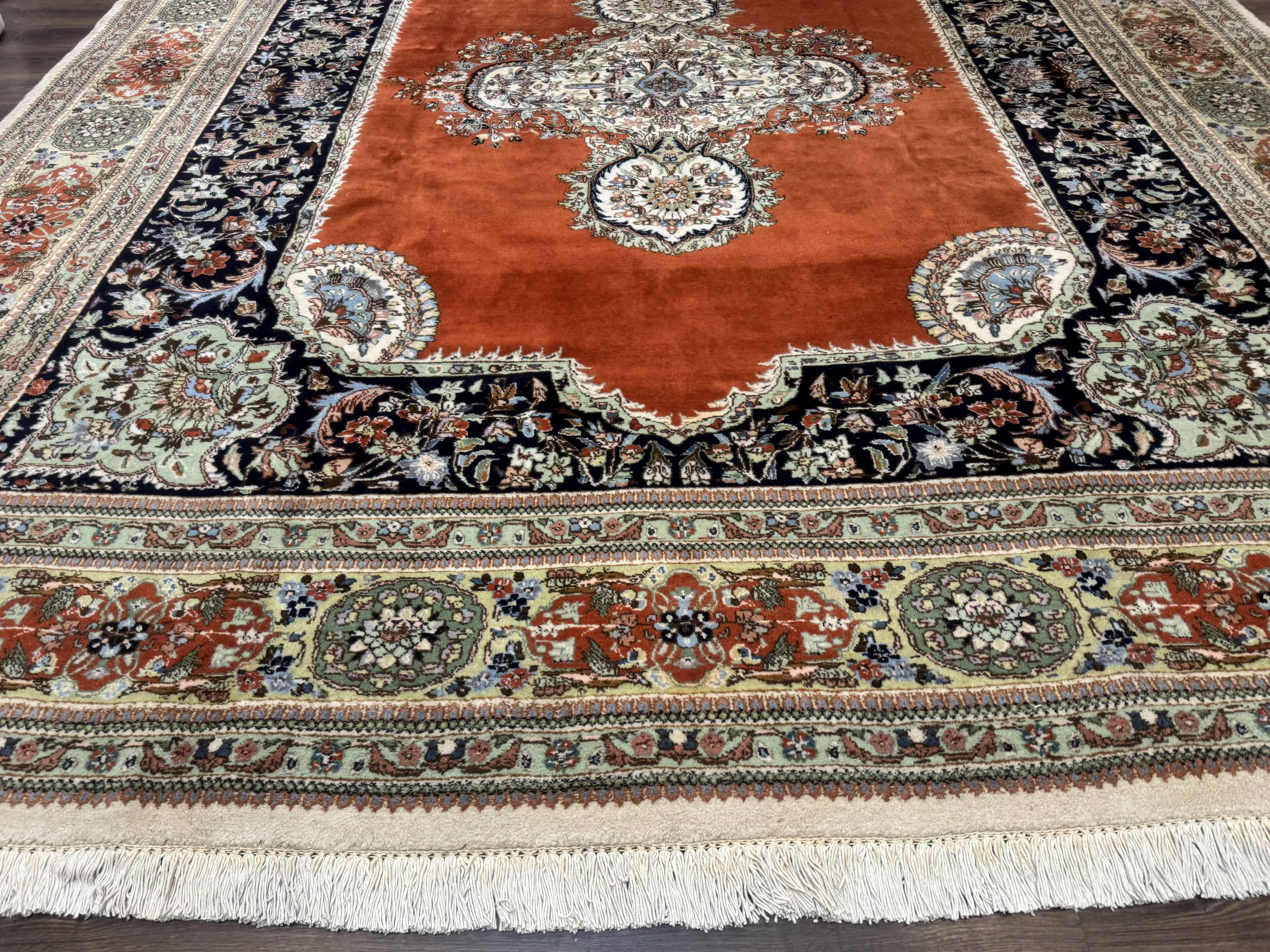 Persian Rug 11x13, Semi Open Field, Soft Wool Pile, Vintage Persian Carpet, Persian Tabriz Tabatabai - Jewel Rugs