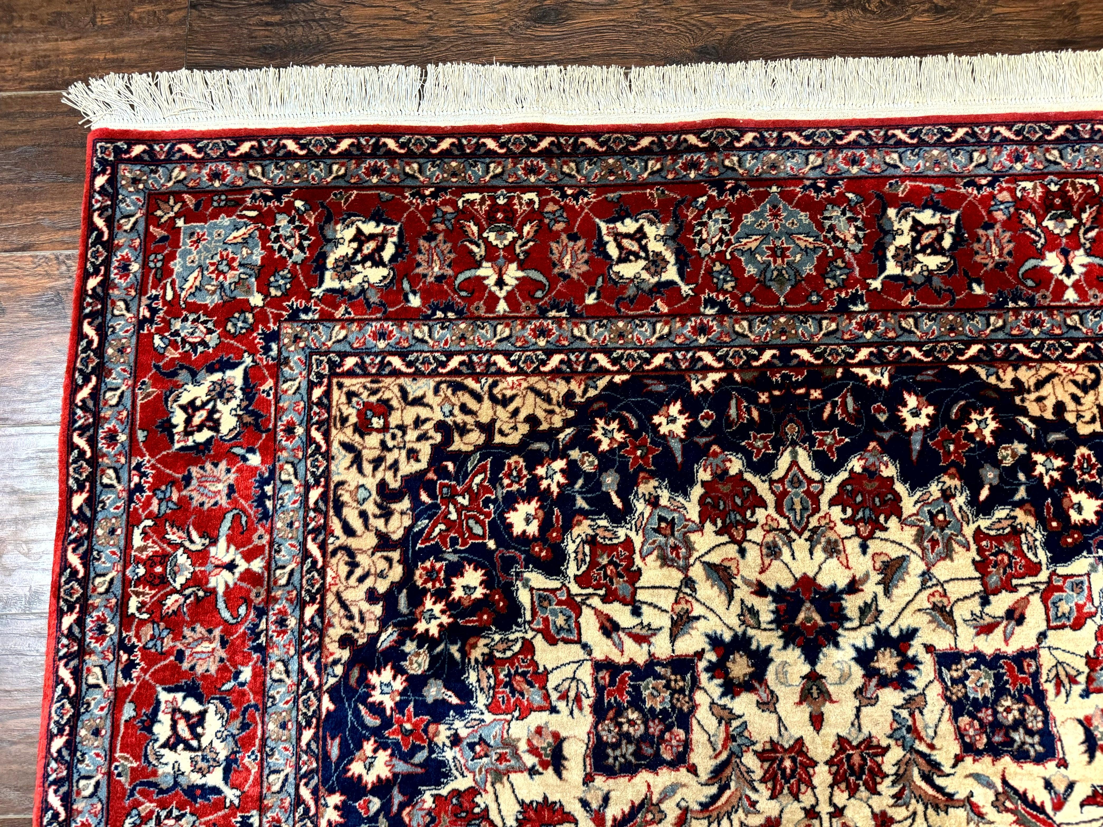 Sno Persian Rug 5x8, Signed by Master Weaver, Beige and Red, Very Fine 290 KPSI - Jewel Rugs