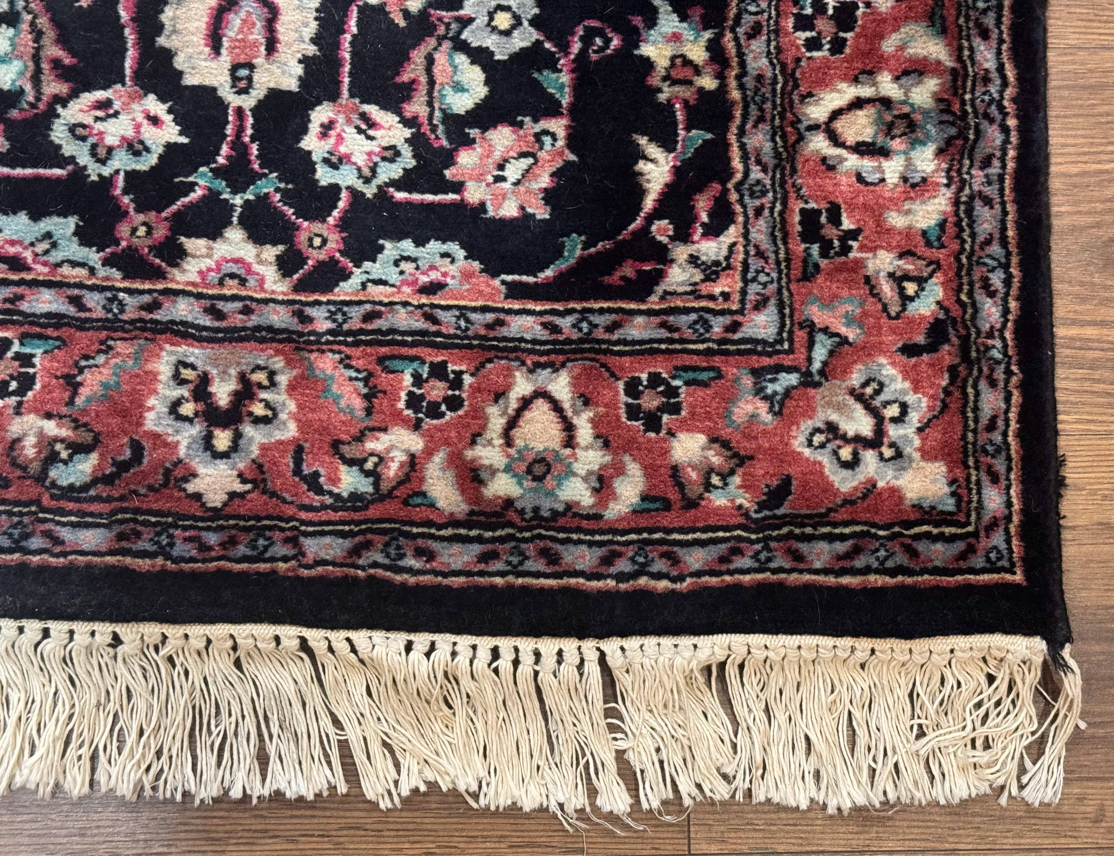 Pak Persian Runner Rug 2.8 x 10, Dark Blue, Floral Allover, Wool - Jewel Rugs