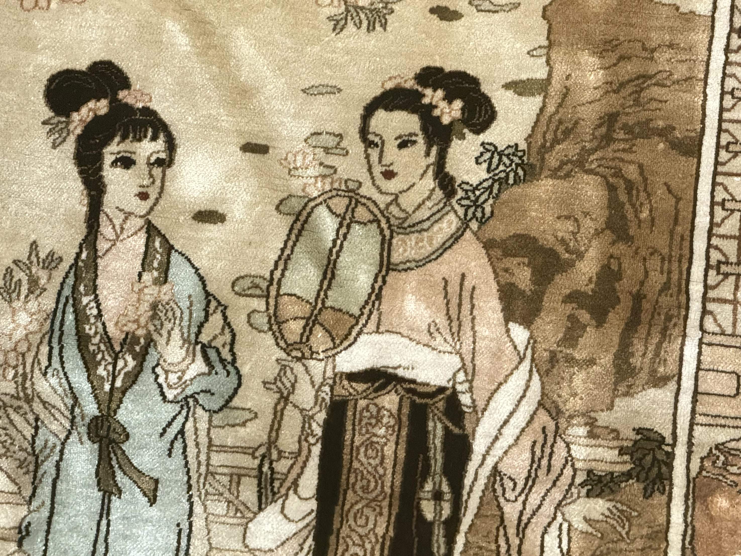 Silk Chinese Pictorial Rug, Extremely Fine 1150 KPSI, Marvelous, Wall Hanging Rug - Jewel Rugs