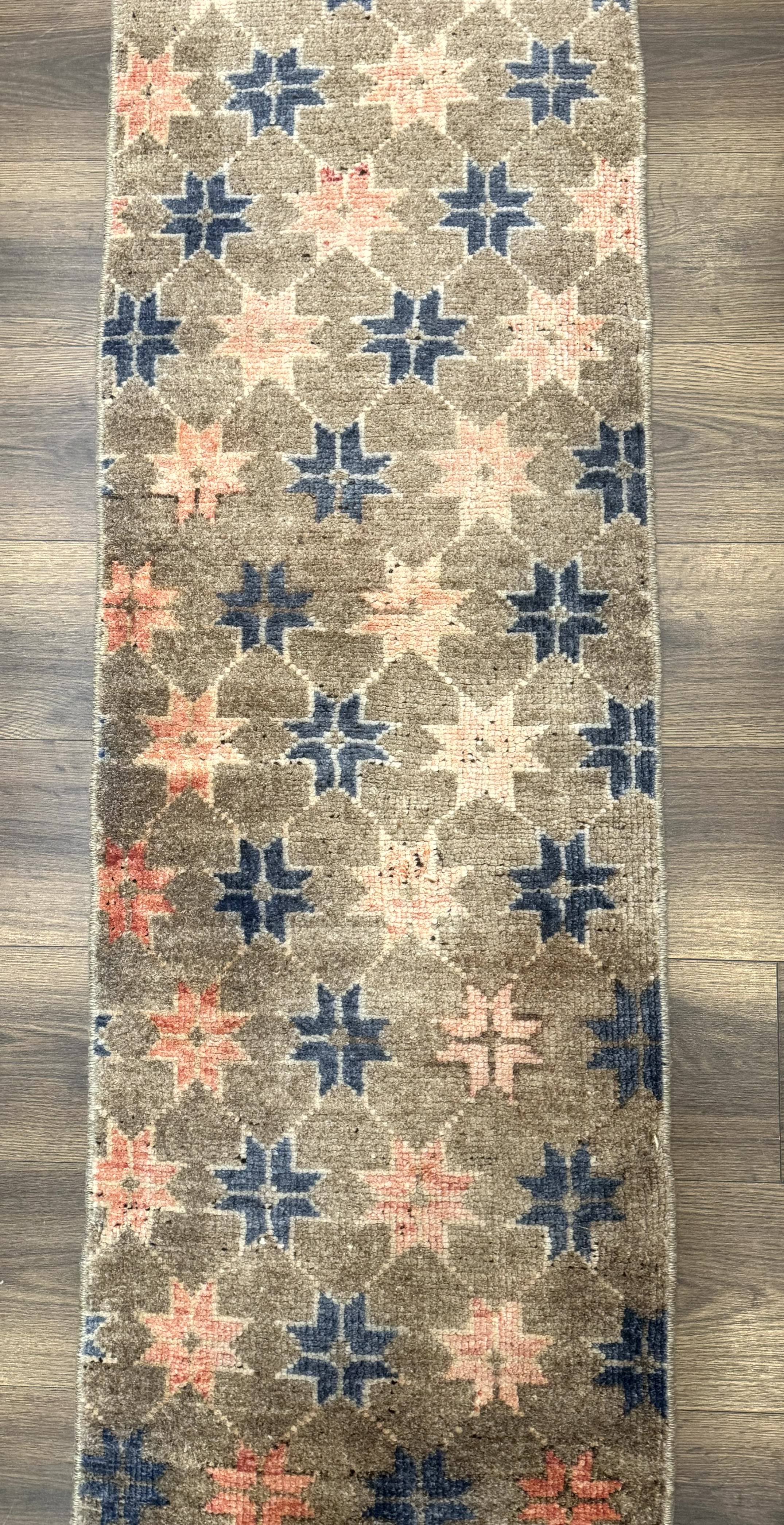 Tibetan Runner Rug, Short Skinny Runner, Star Design, 1.9 x 6.8 Rug for Hallway - Jewel Rugs