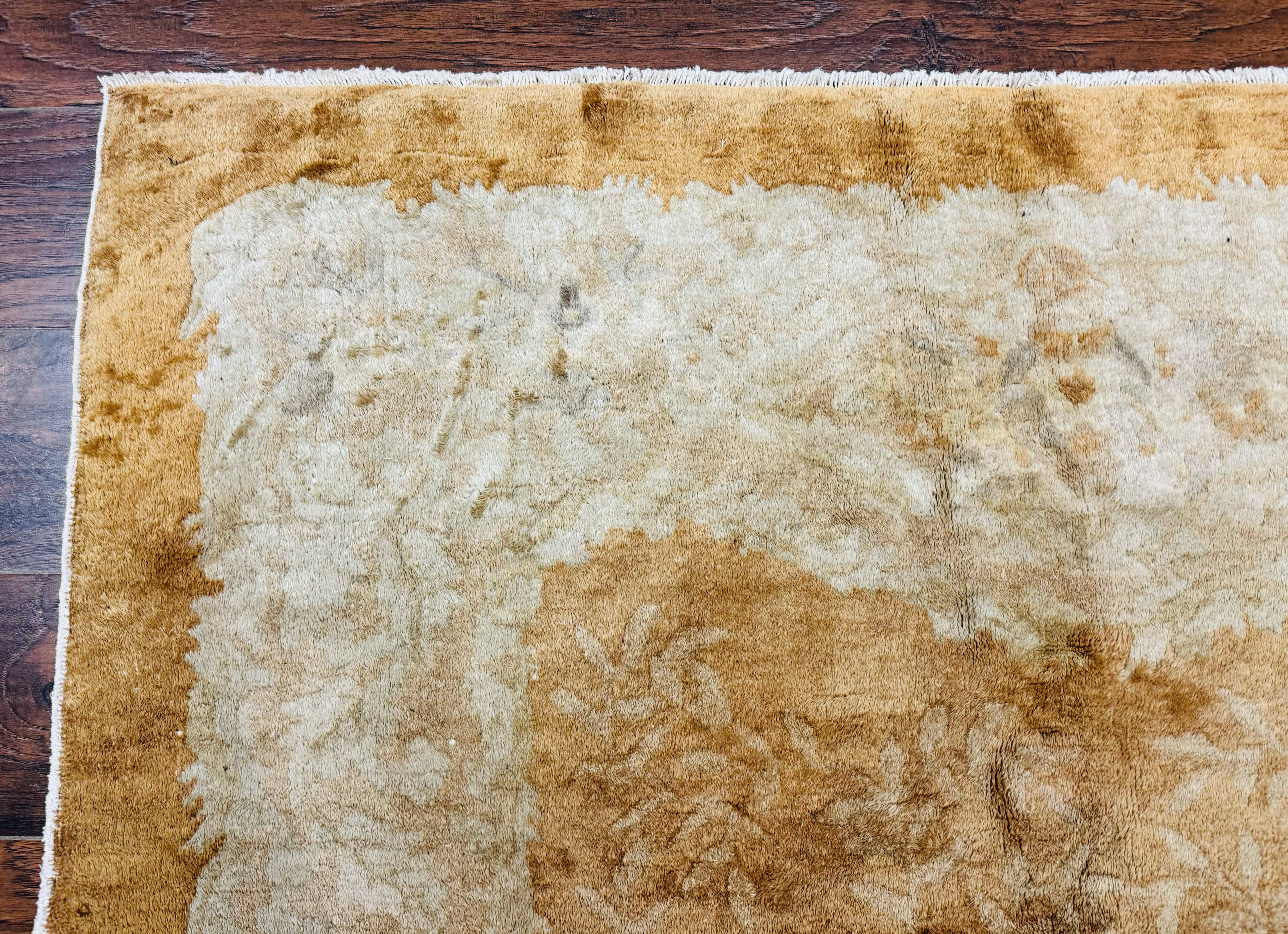 Chinese Peking Rug 5x7, Golden-Tan, Vintage Chinese Wool Carpet - Jewel Rugs