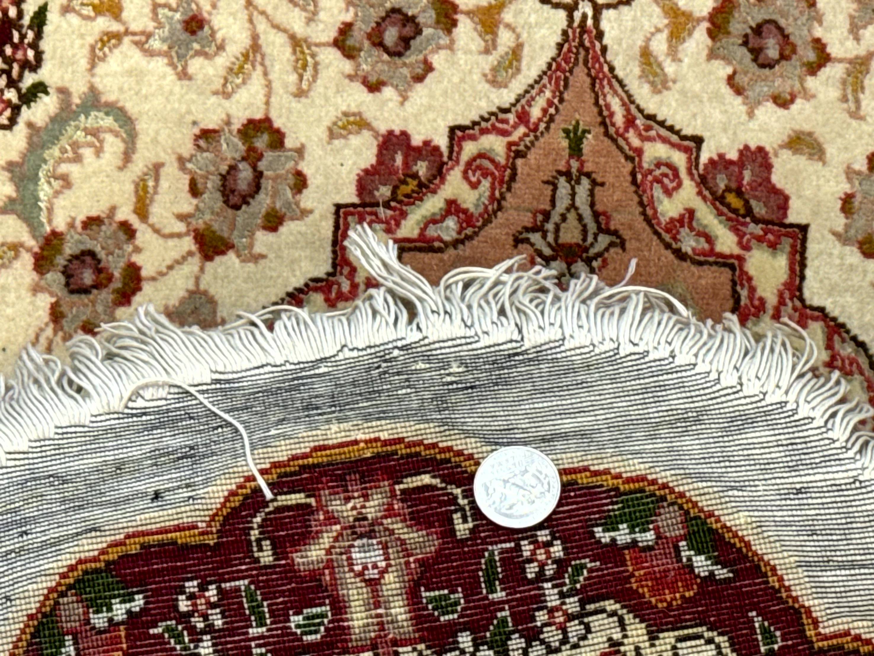 Small Oval Persian Tabriz Rug 2x4, Kork Wool and Silk Highlights, Fine 260 KPSI - Jewel Rugs