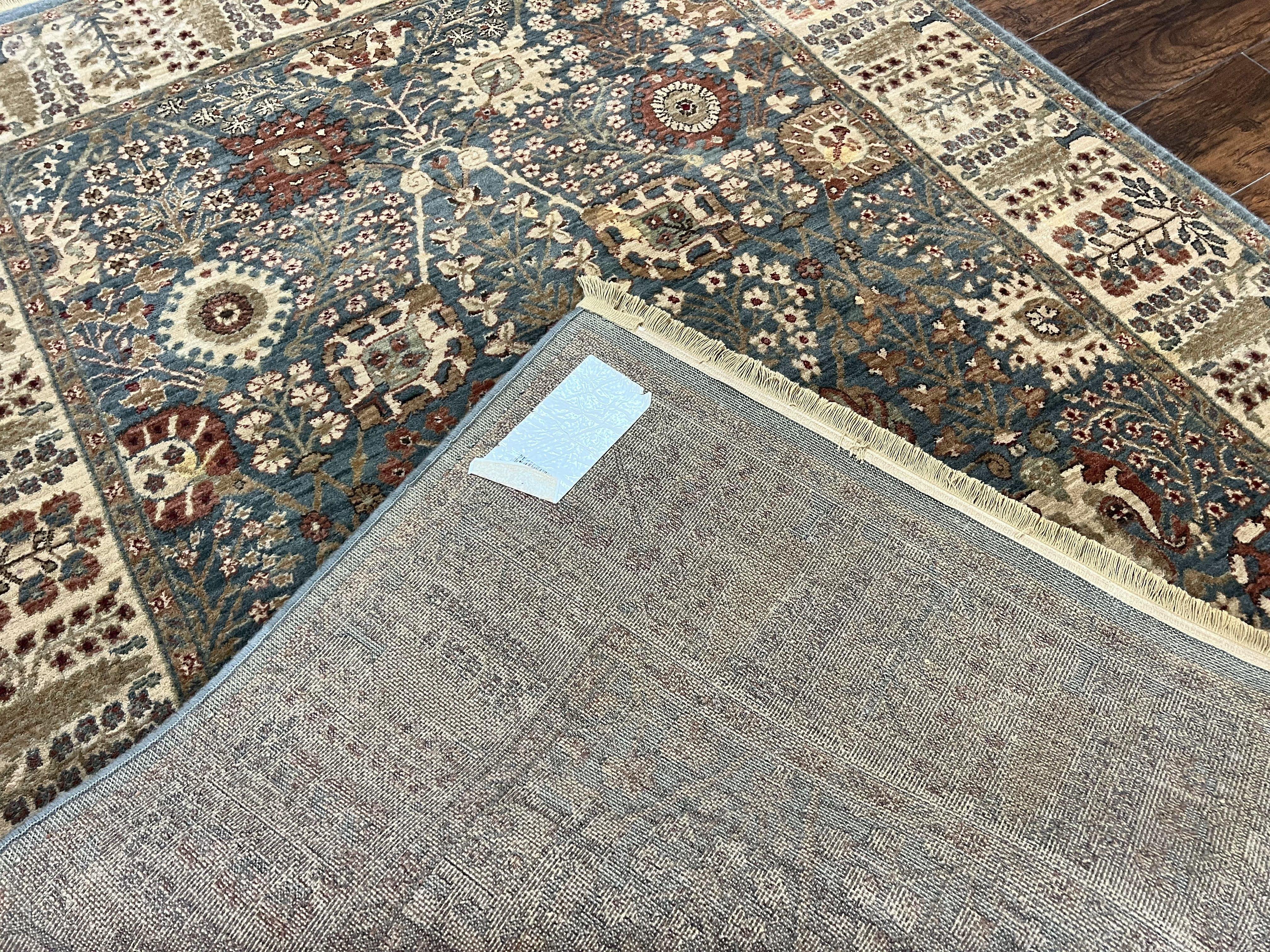 Belgium Power-Loomed Rug 5.6 x 7.6, Green and Cream Rug, Vintage Wool Area Rug, Oriental Carpet, Medium Sized Rug - Jewel Rugs