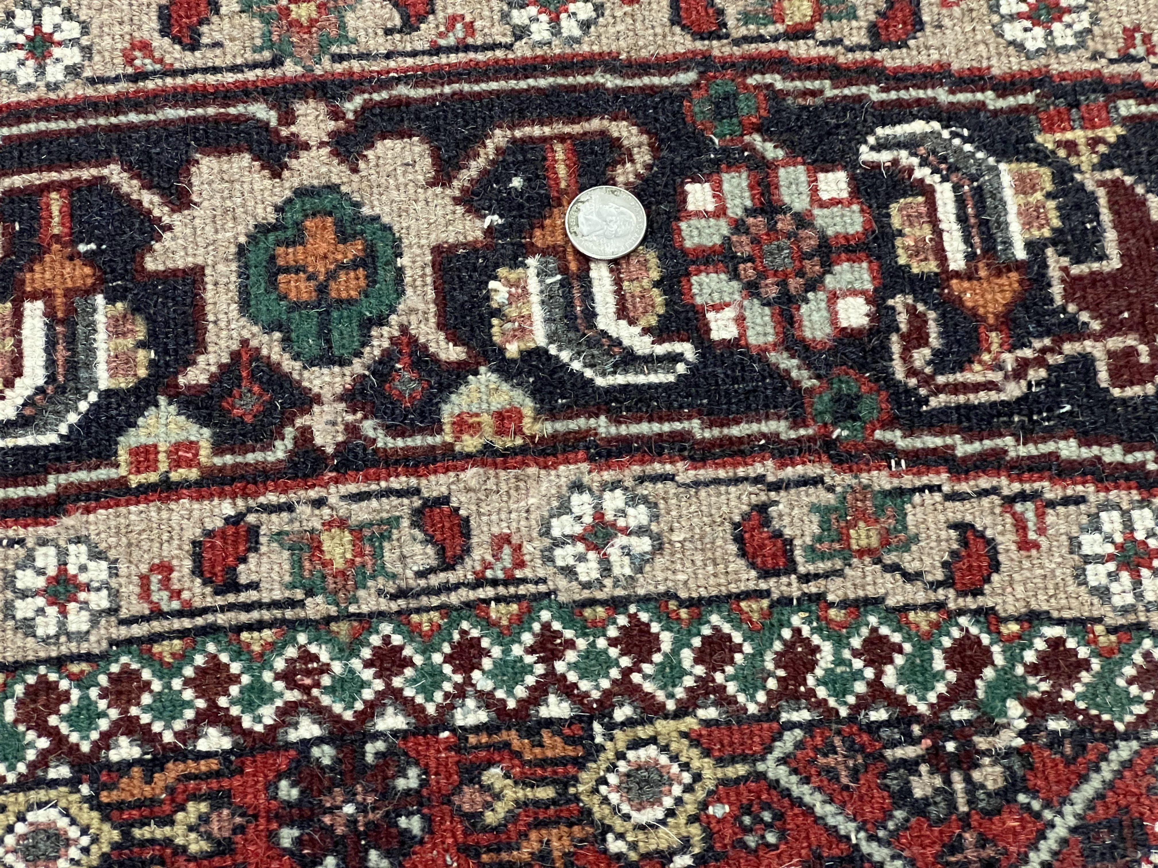 Round Rug 8x8 ft, Indo Persian Bidjar Rug, Indian Rug 8 x 8, Red & Black, Hand Knotted Round Rug, Vintage Rug, Mahi Herati Wool Rug - Jewel Rugs