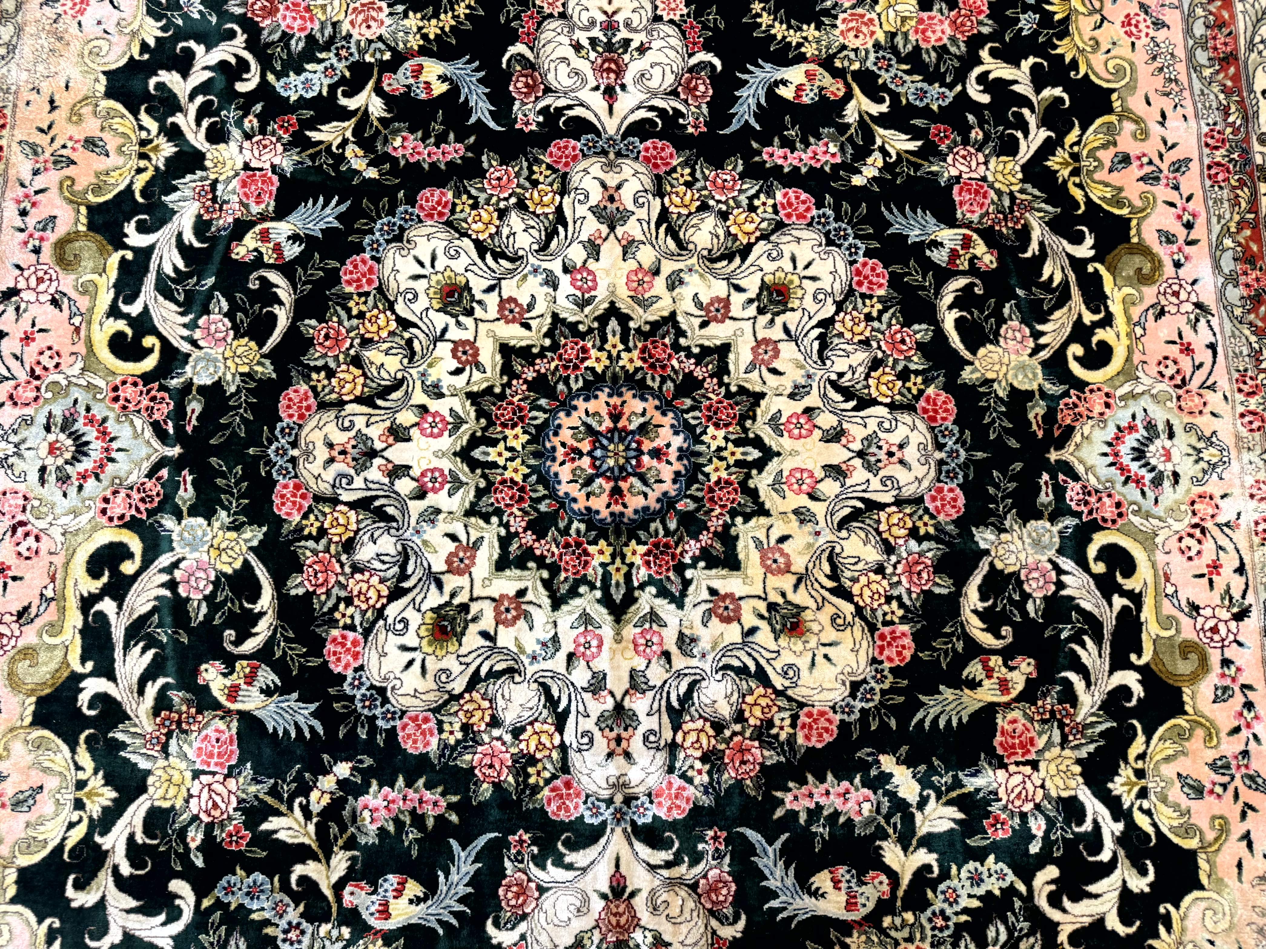 Silk Indian Kashmiri Rug 9x12, Vintage Hand Knotted Carpet - Jewel Rugs