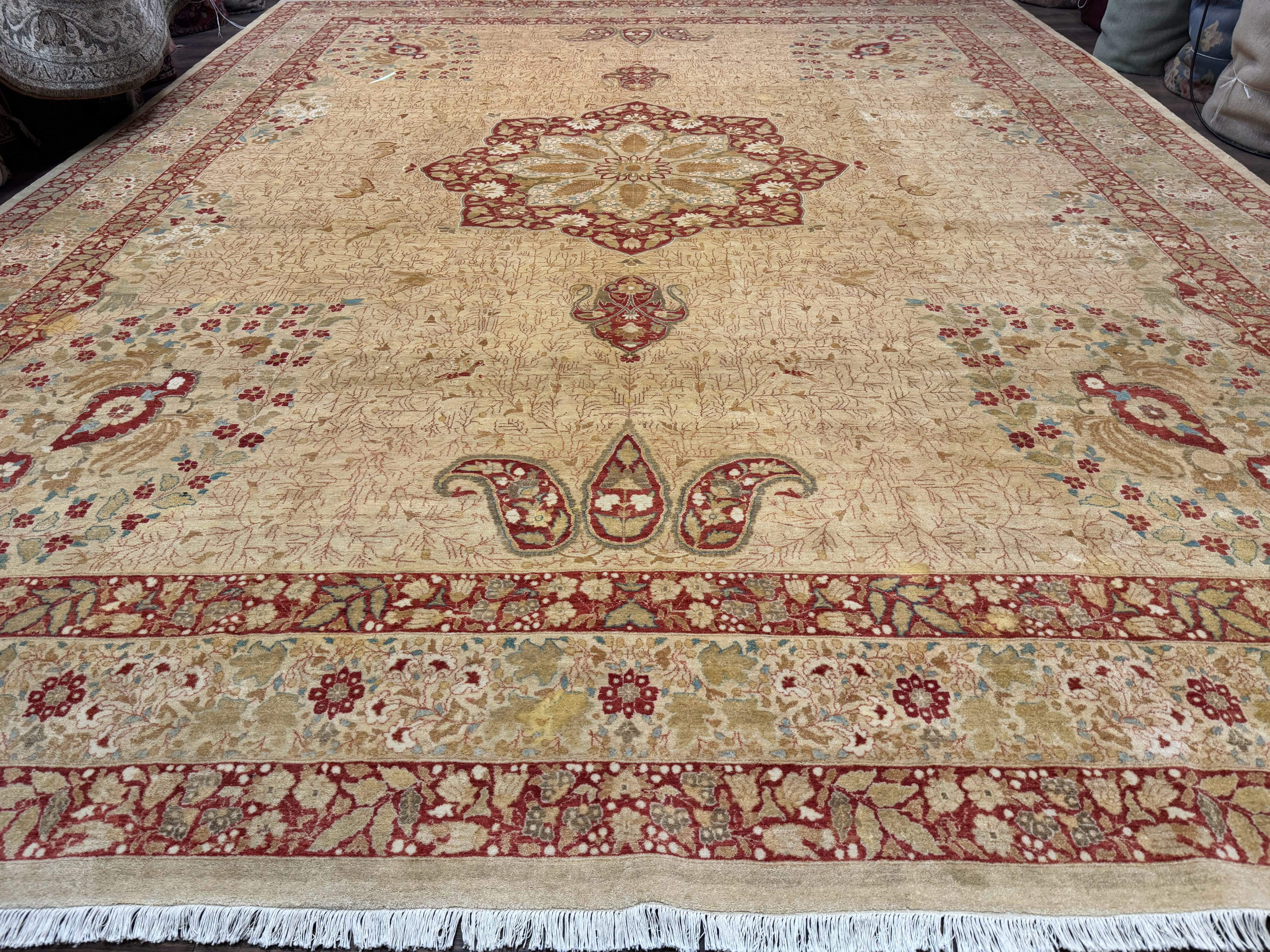 Palace Size Pak Persian Rug 13x17, Haji Jalili Design, Beige and Rust, Wool Hand Knotted, Fine 260 KPSI - Jewel Rugs
