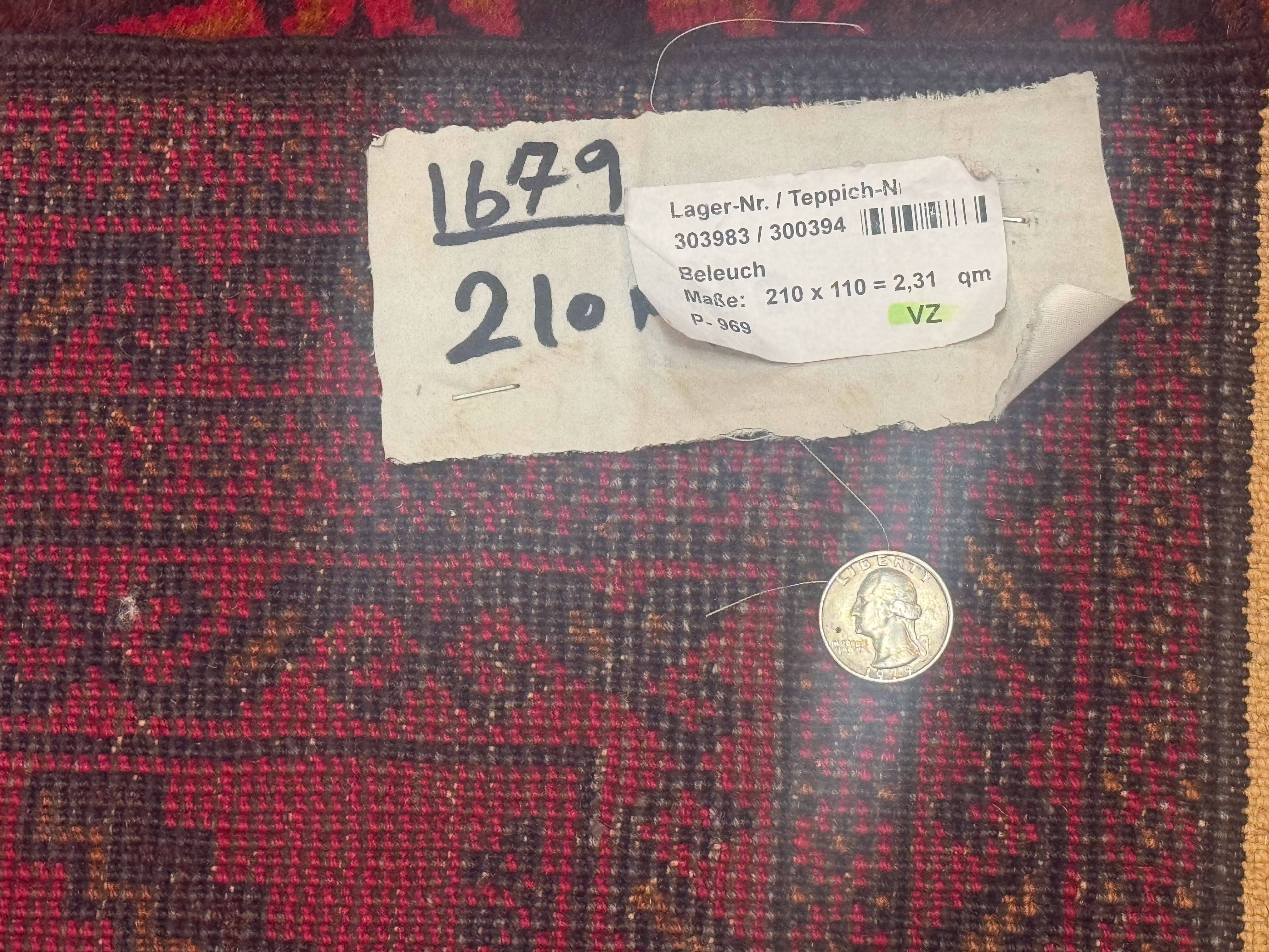 Afghan Rug 4x7, Tribal Carpet, Balouch Rug, Red and Navy Blue, Repeated Medallions, New - Jewel Rugs