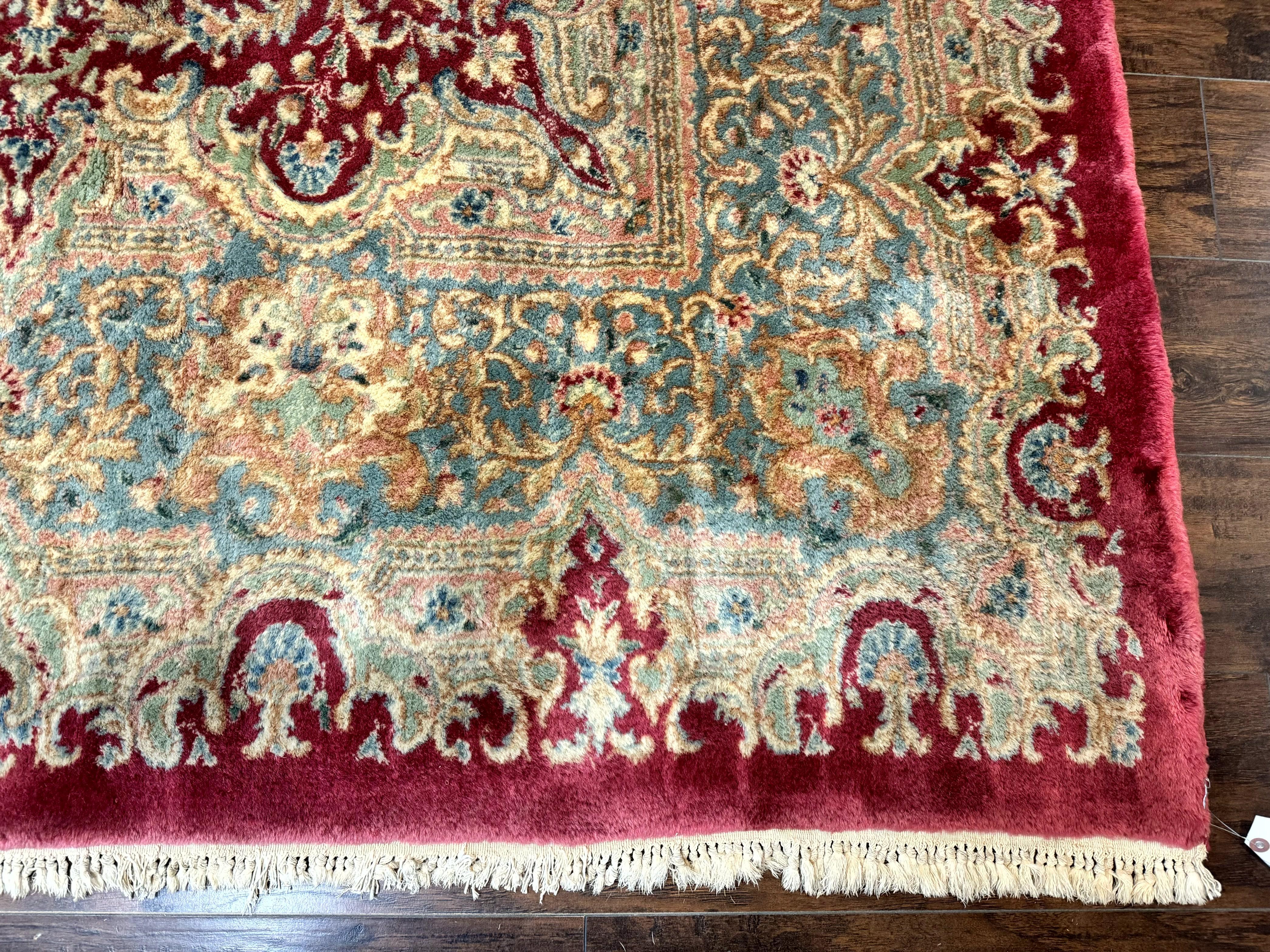 Persian Kirman Rug 10x14, Semi Open Field, Large Vintage Persian Carpet, Handmade Wool Rug, Red - Jewel Rugs