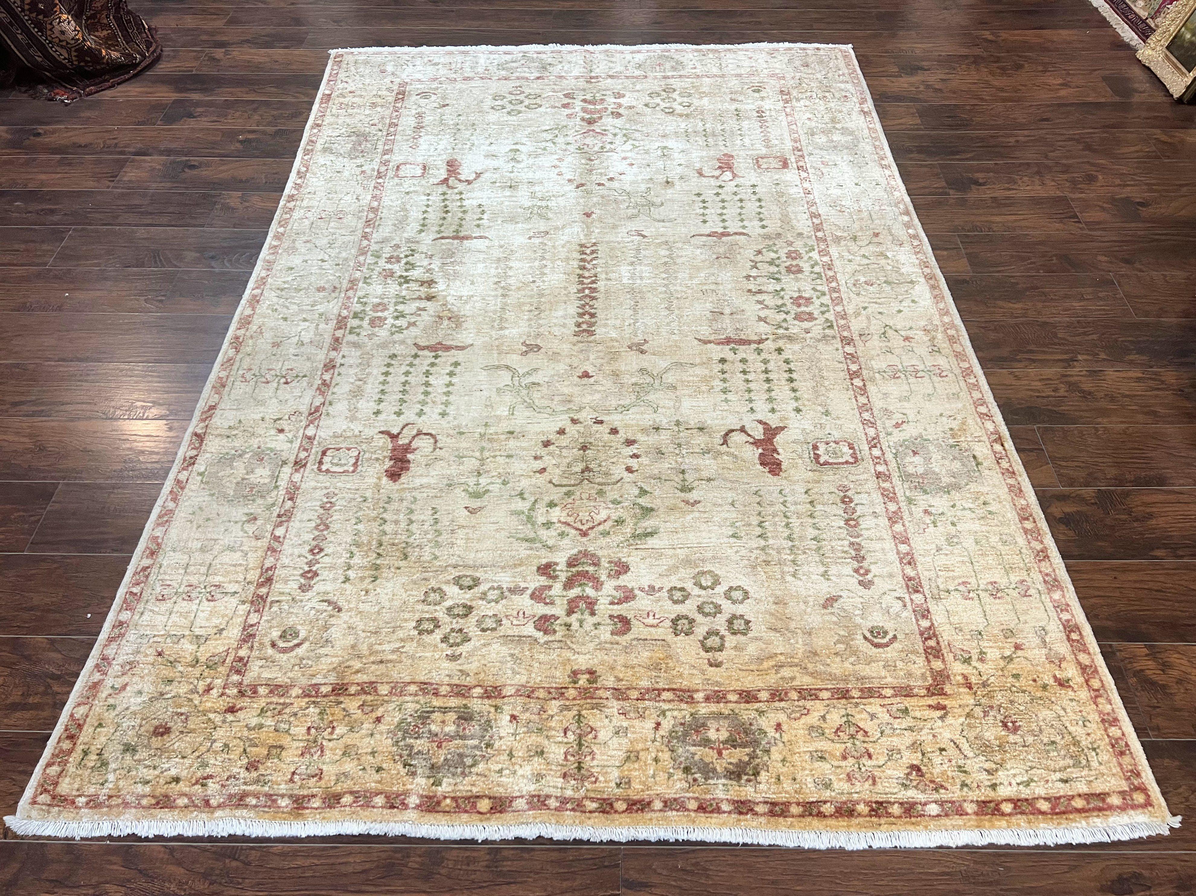 Pakistani Oushak Rug 6 x 9.6, Handmade Wool Peshawar Carpet, Farmhouse Rug - Jewel Rugs