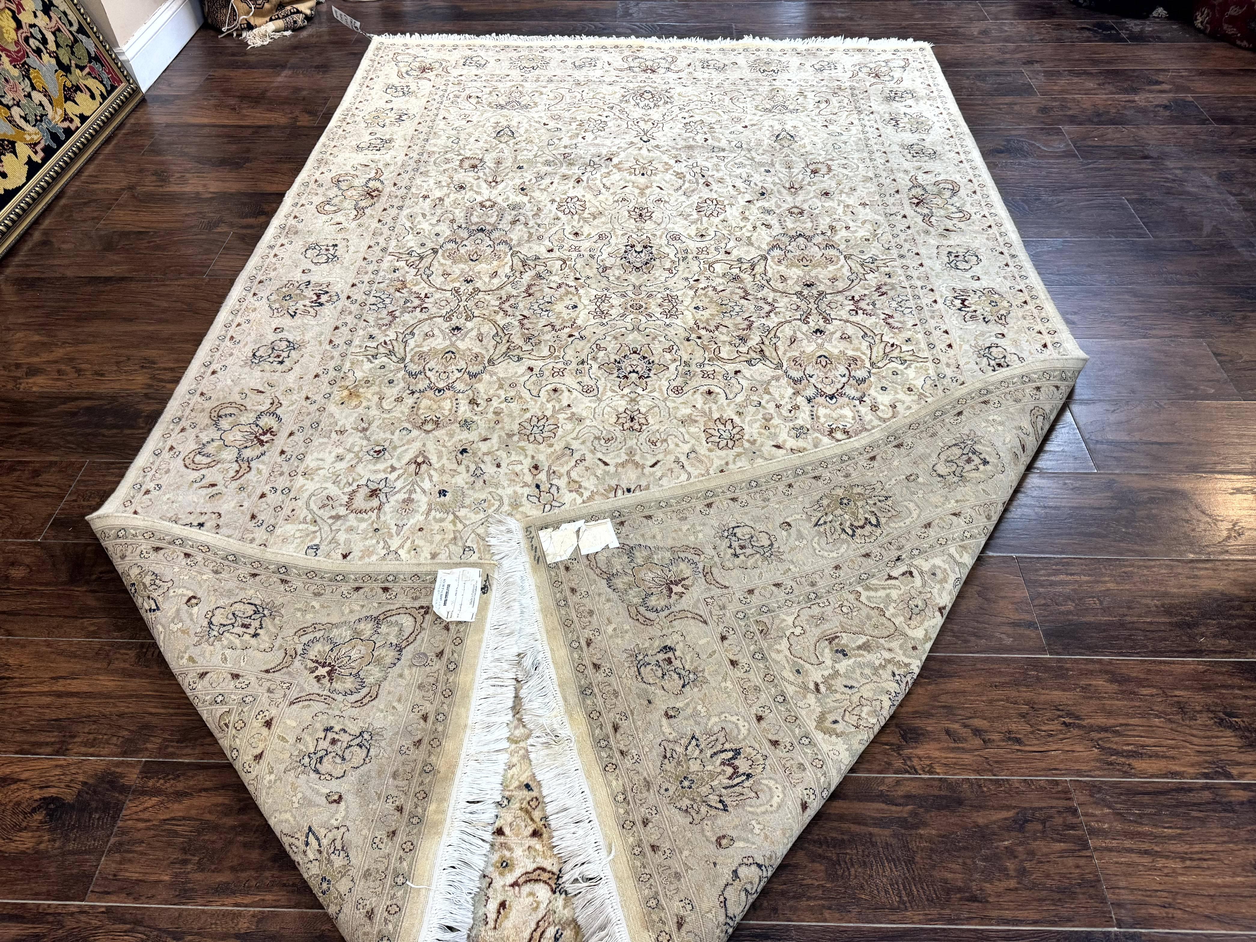Pak Persian Rug 6x9, Vintage Handmade Wool Carpet, Floral, Beige - Jewel Rugs