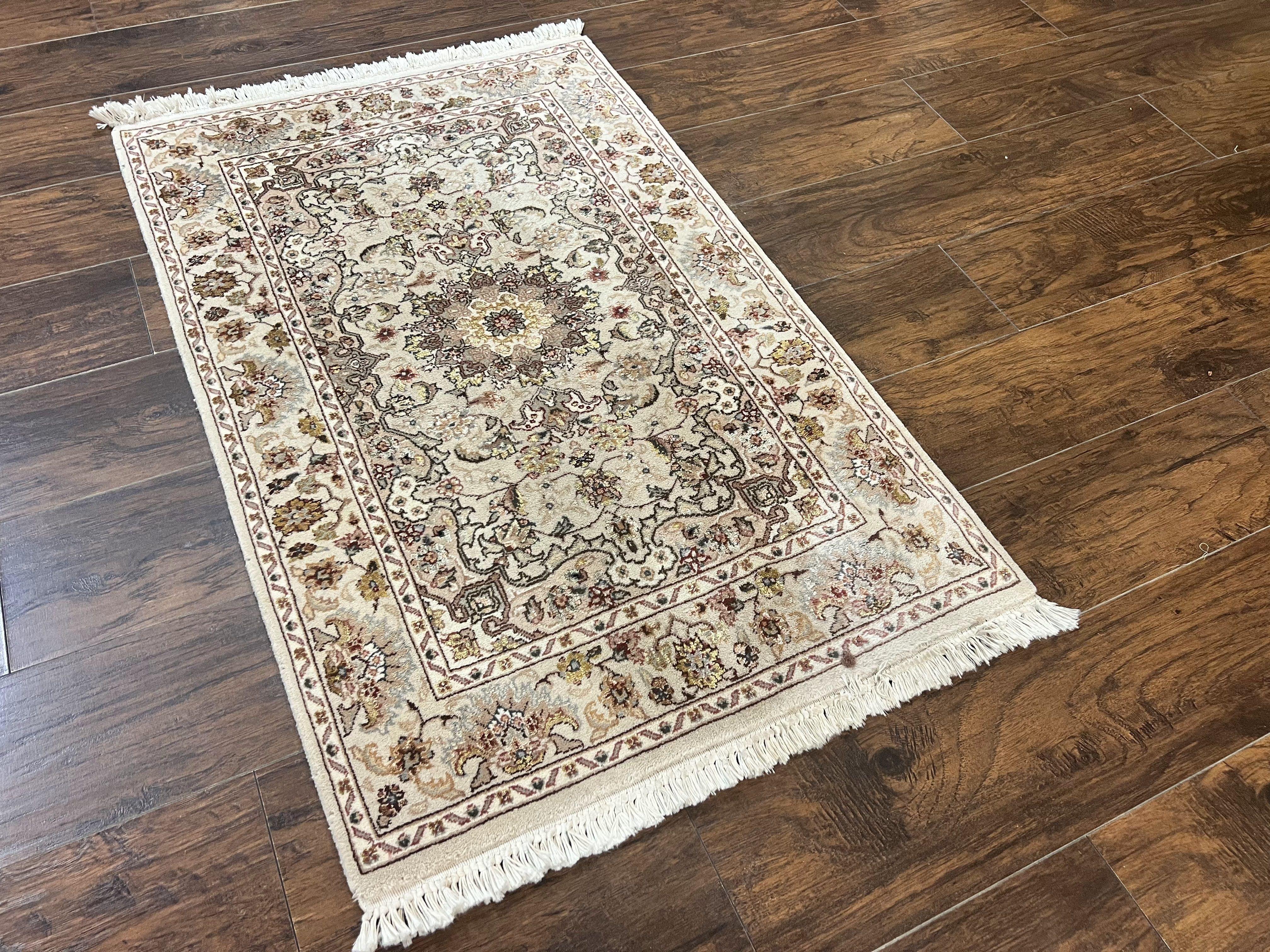 Sino Persian Rug 2.5 x 4, Hand Knotted Oriental Carpet, Small Persian Rug, Floral Medallion, Wool, Vintage - Jewel Rugs