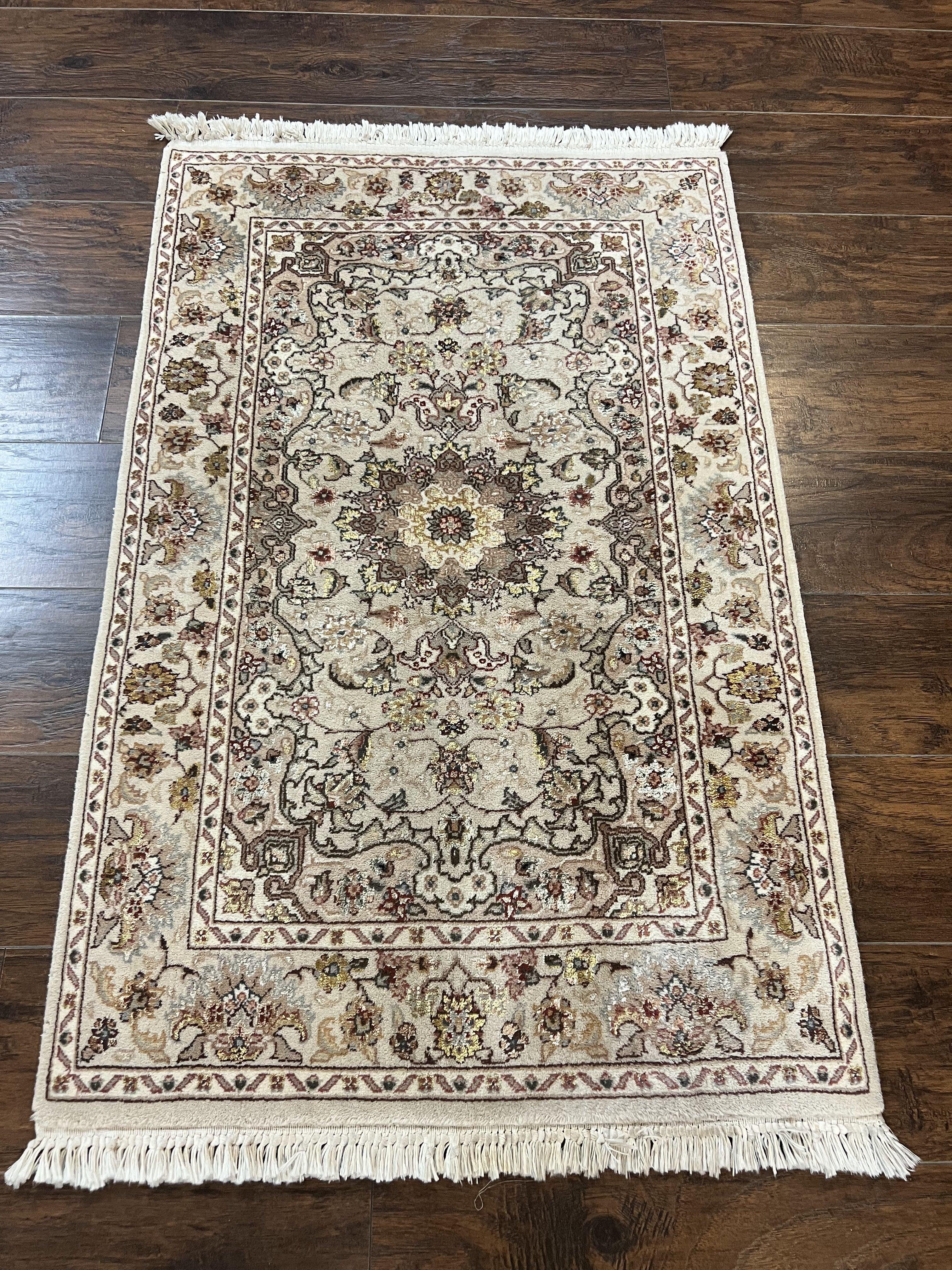 Sino Persian Rug 2.5 x 4, Hand Knotted Oriental Carpet, Small Persian Rug, Floral Medallion, Wool, Vintage - Jewel Rugs