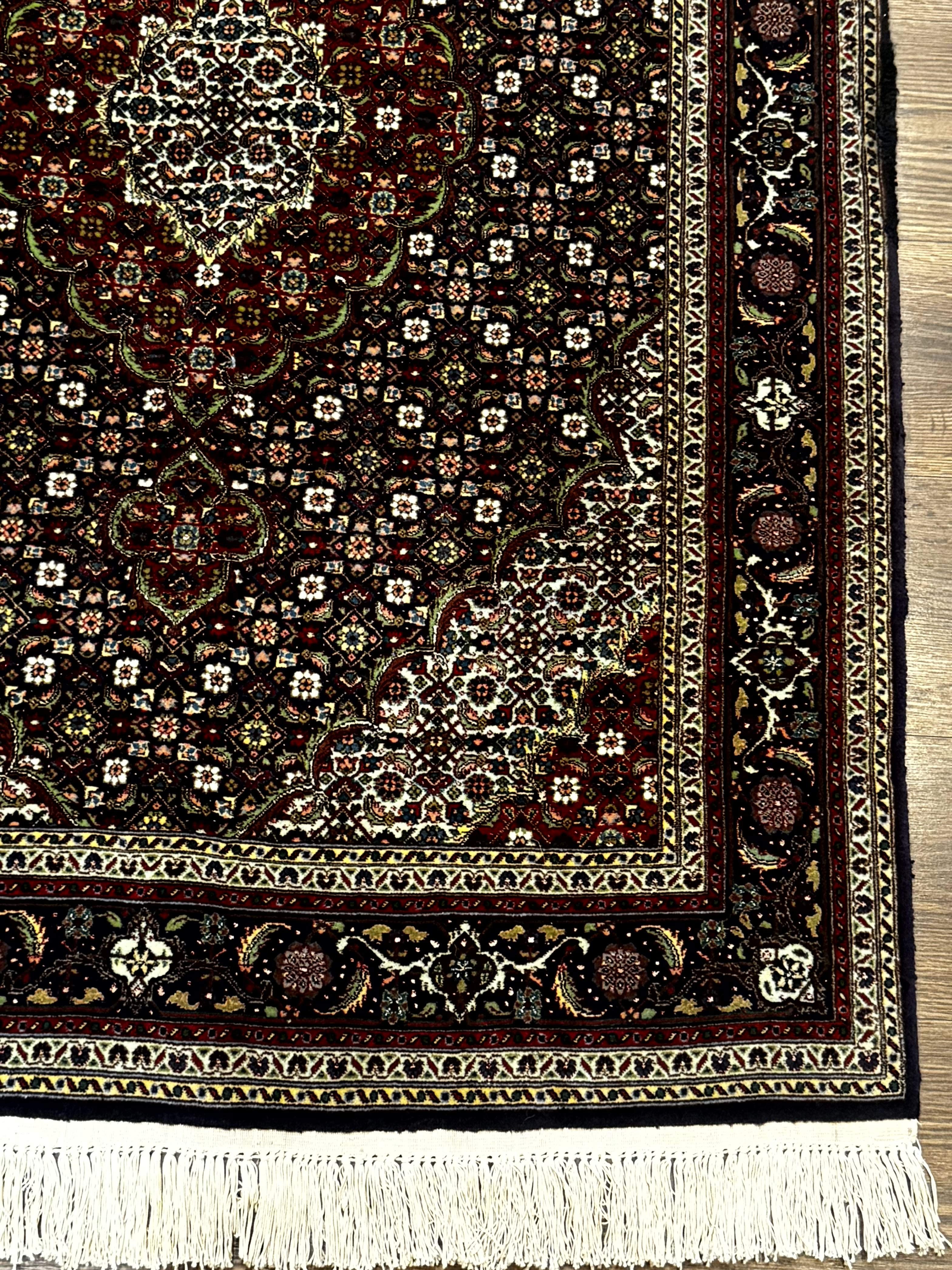 Persian Tabriz Rug 3x5, Wool on Silk Foundation, Very Fine 550 KPSI, Dark Navy Blue - Jewel Rugs
