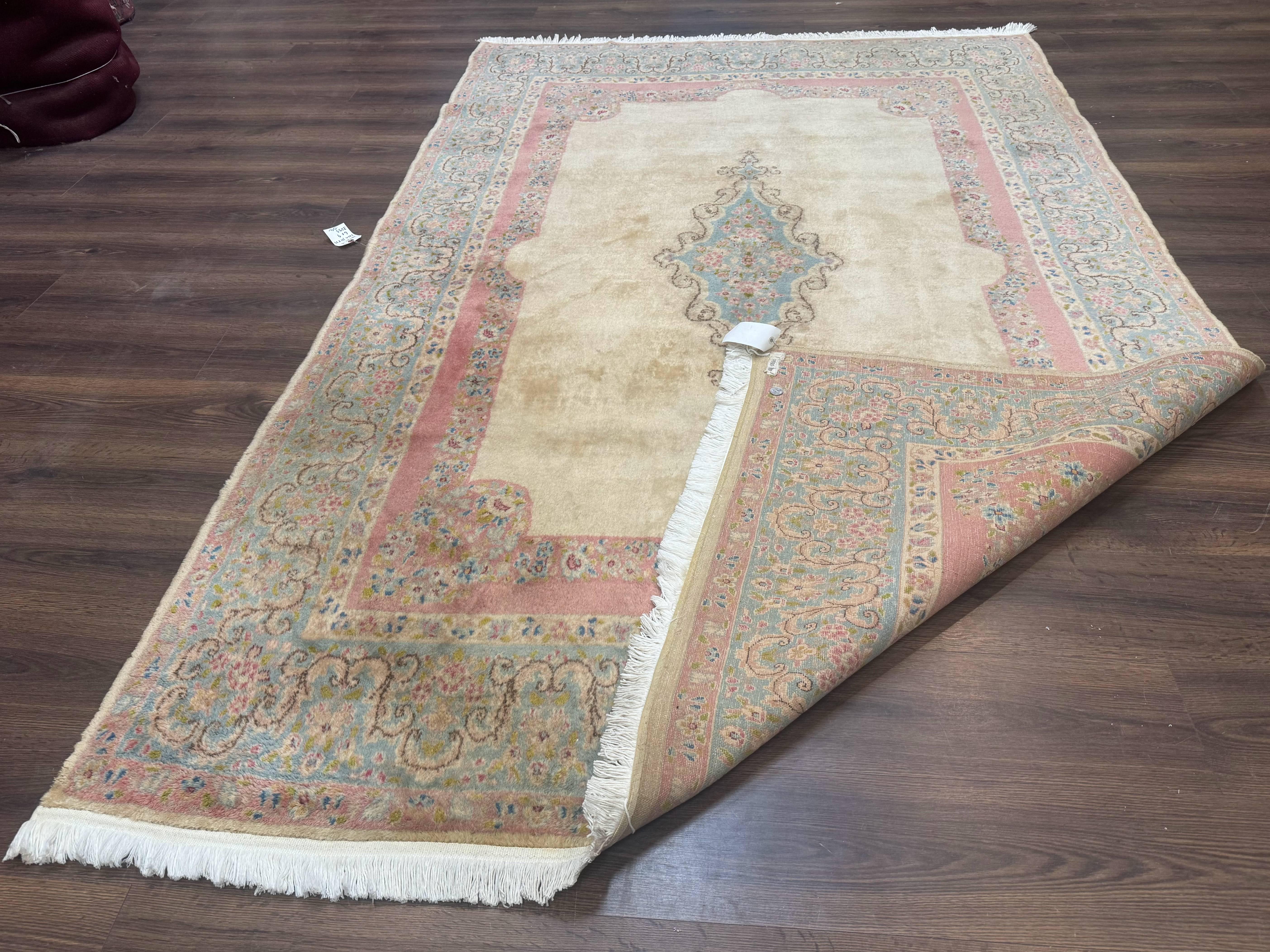 Persian Kerman Rug 6x9, Pastel Colors, Semi Open Field - Jewel Rugs