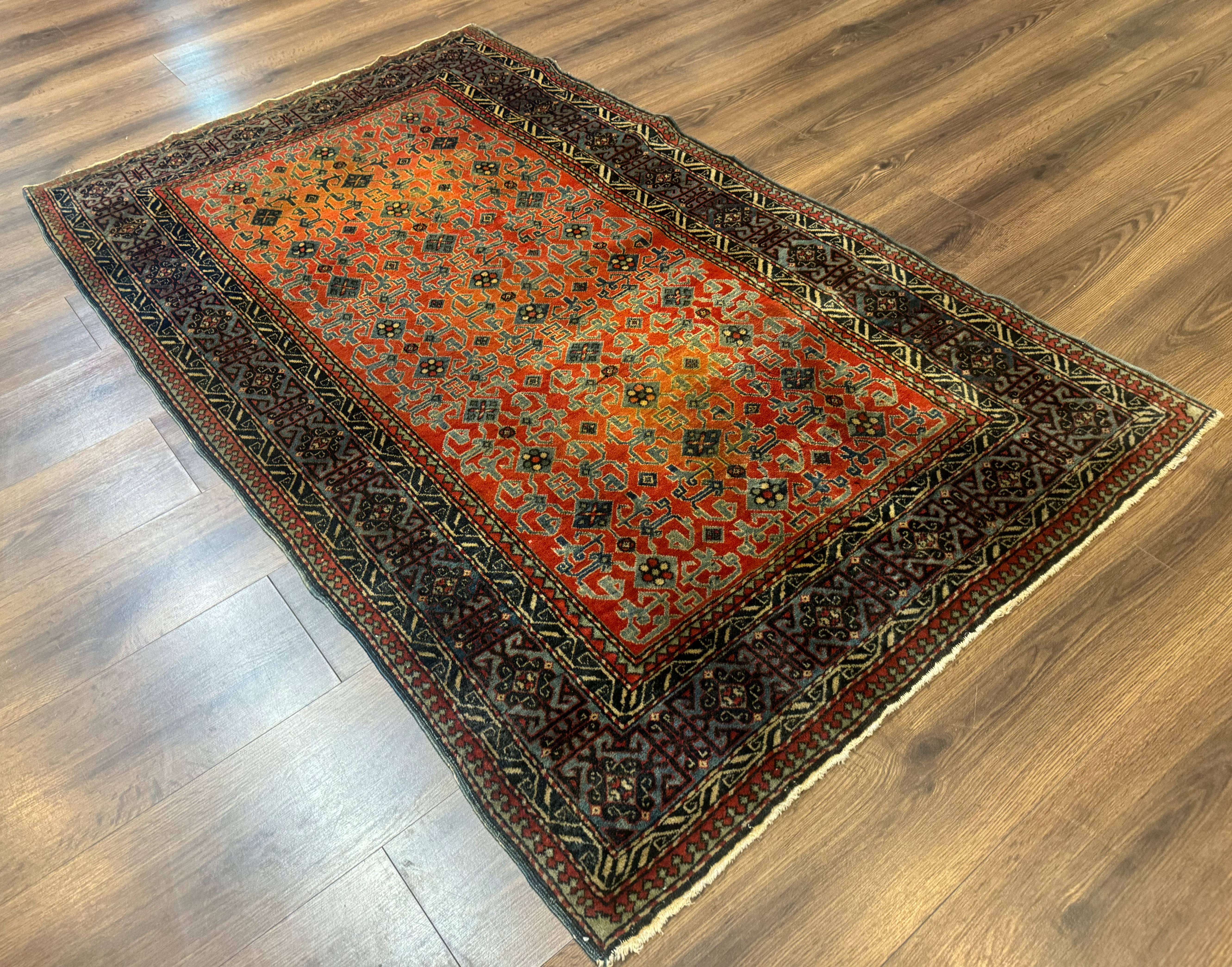 Caucasian Rug 4x6, Allover Pattern, Tomato Red - Jewel Rugs