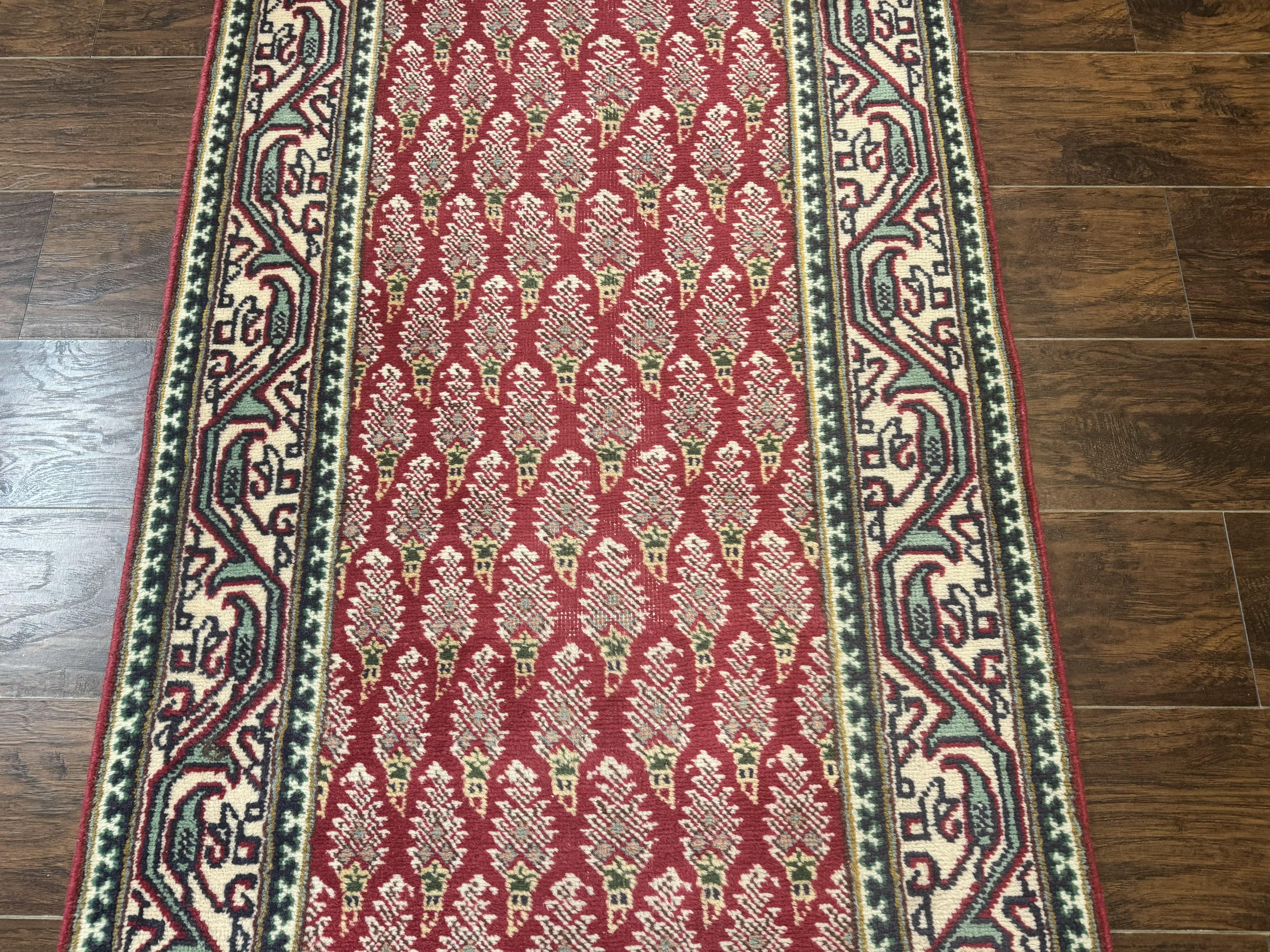 Persian Tabriz Runner Rug 3x16, Paisley Boteh Design, Red and Cream, Rug for Hallway, 16ft Wool Runner - Jewel Rugs