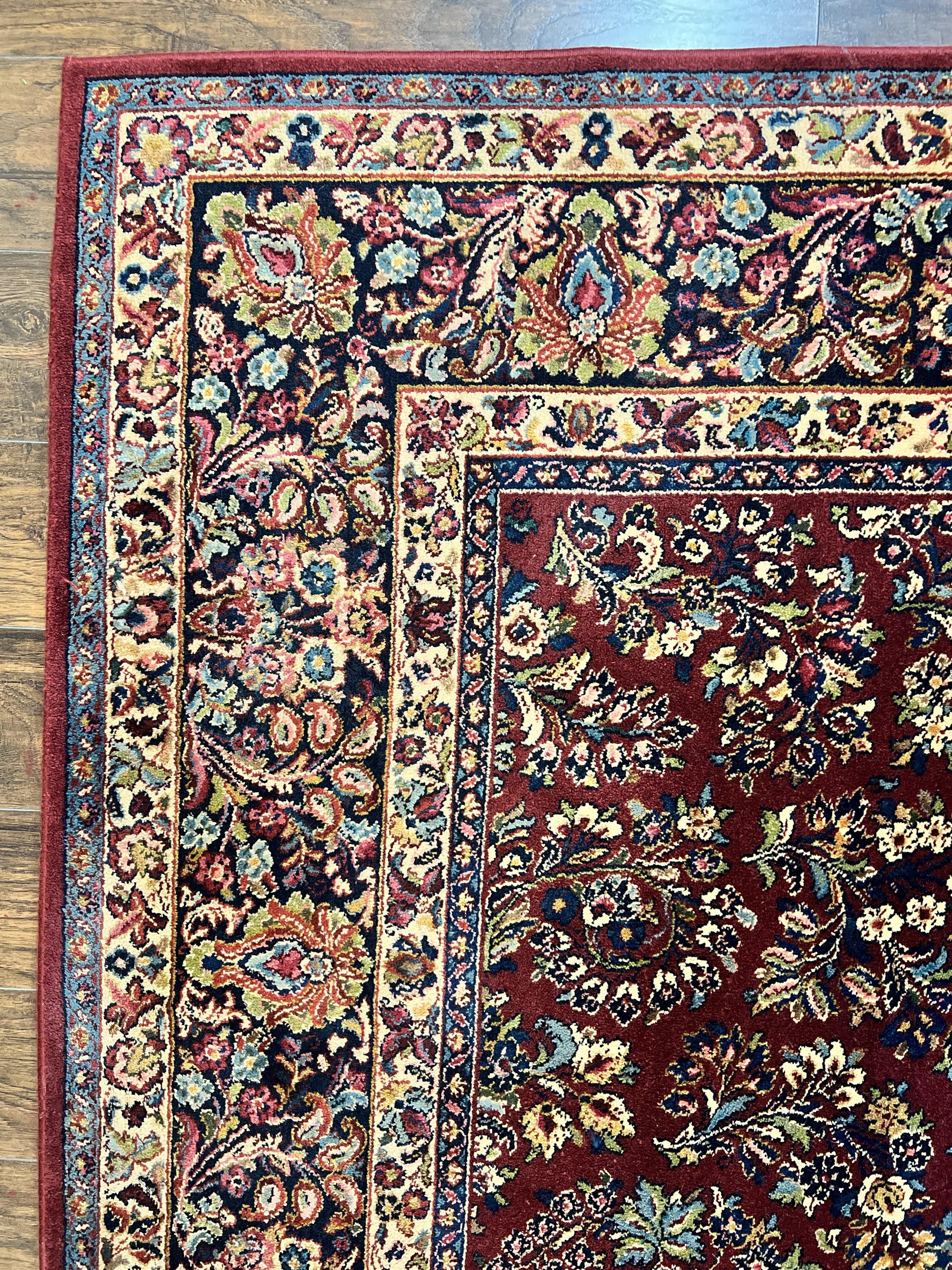 Square Karastan Rug, Red Sarouk Rug #785, Karastan Wool Rug 9x9 ft, Wool Karastan Carpet, Original 700 Series, Rare Size 9 x 9 - Jewel Rugs