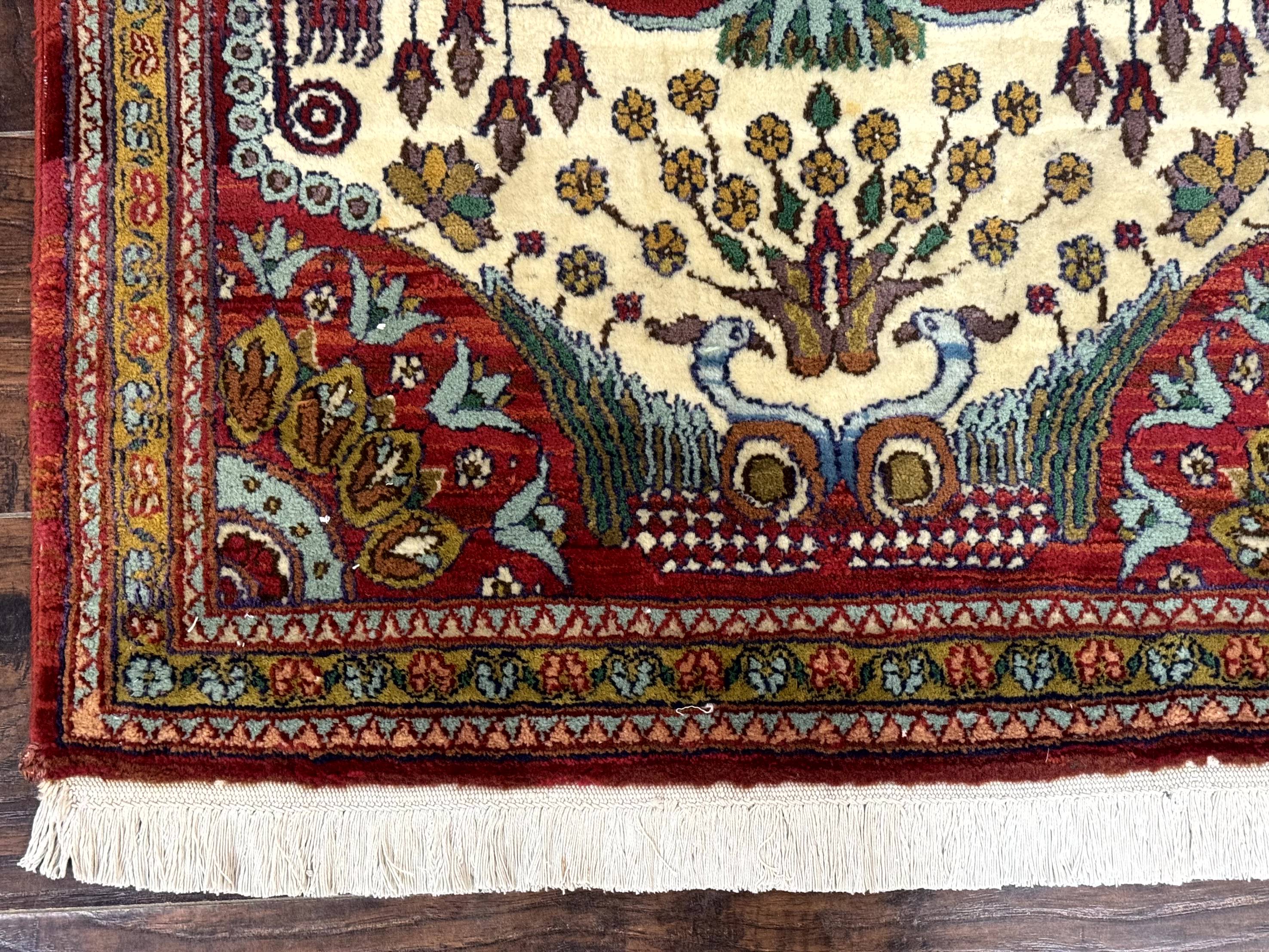 Persian Bijar Rug 2.6 x 4, Antique Carpet, Brick Red and Ivory - Jewel Rugs