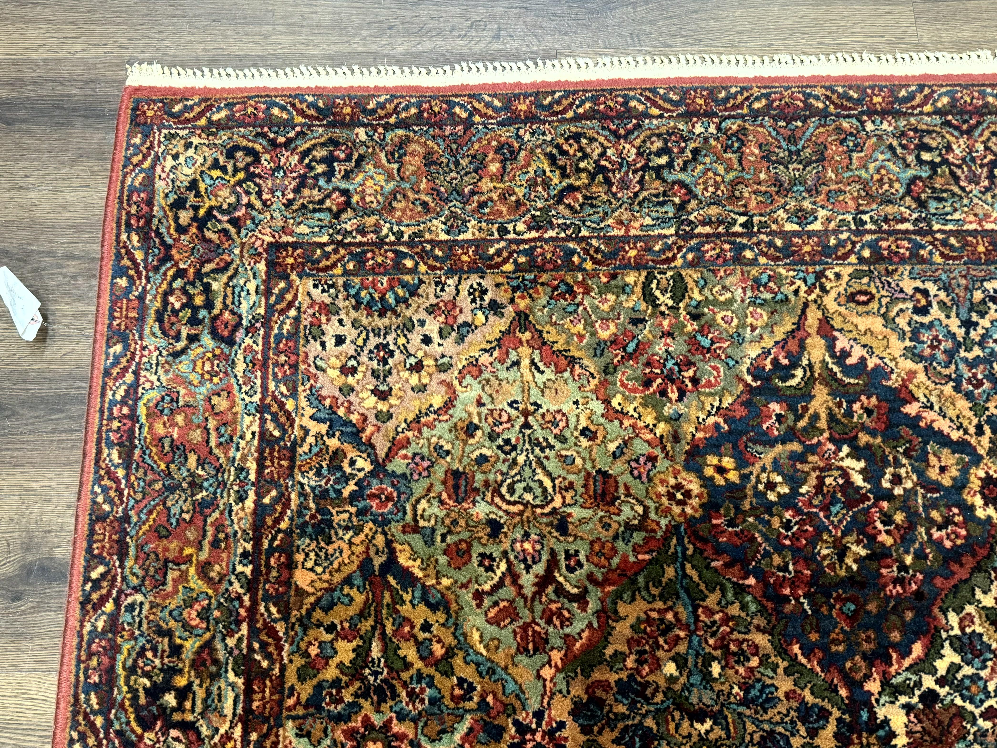 Karastan Rug 5.9 x 9, Multicolor Panel Kirman Rug #717, Wool Original Karastan Collection 700 Series - Jewel Rugs